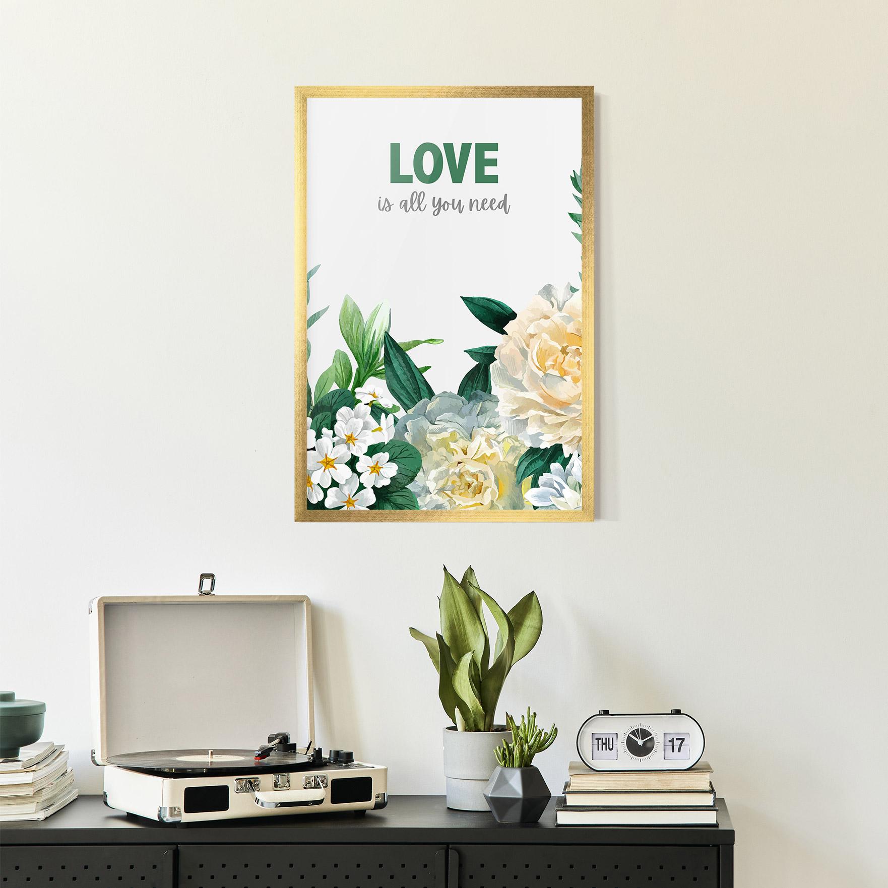 Keretezett Poszter Green Rose Love mockup 2