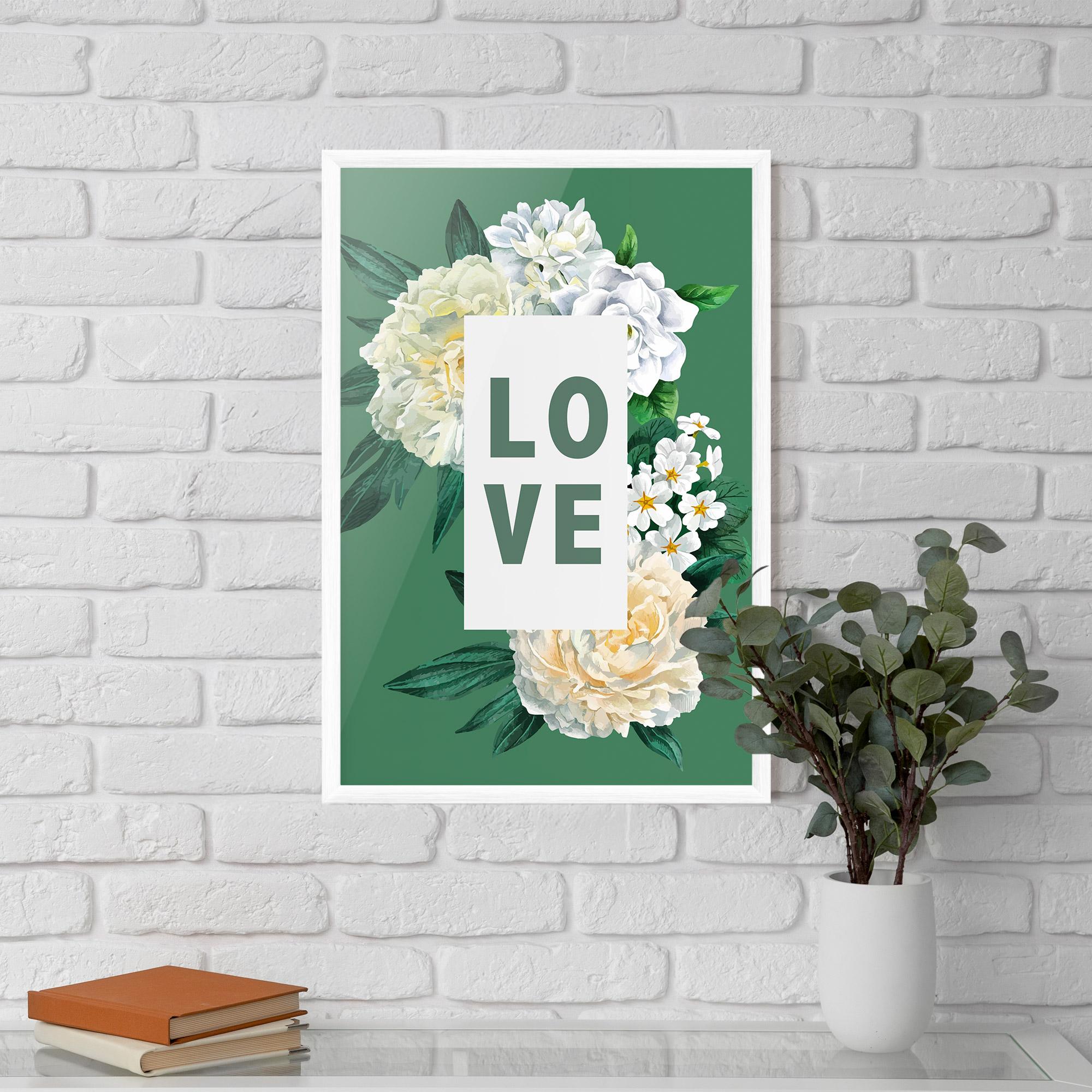 Keretezett Poszter Love Green Rose mockup 5