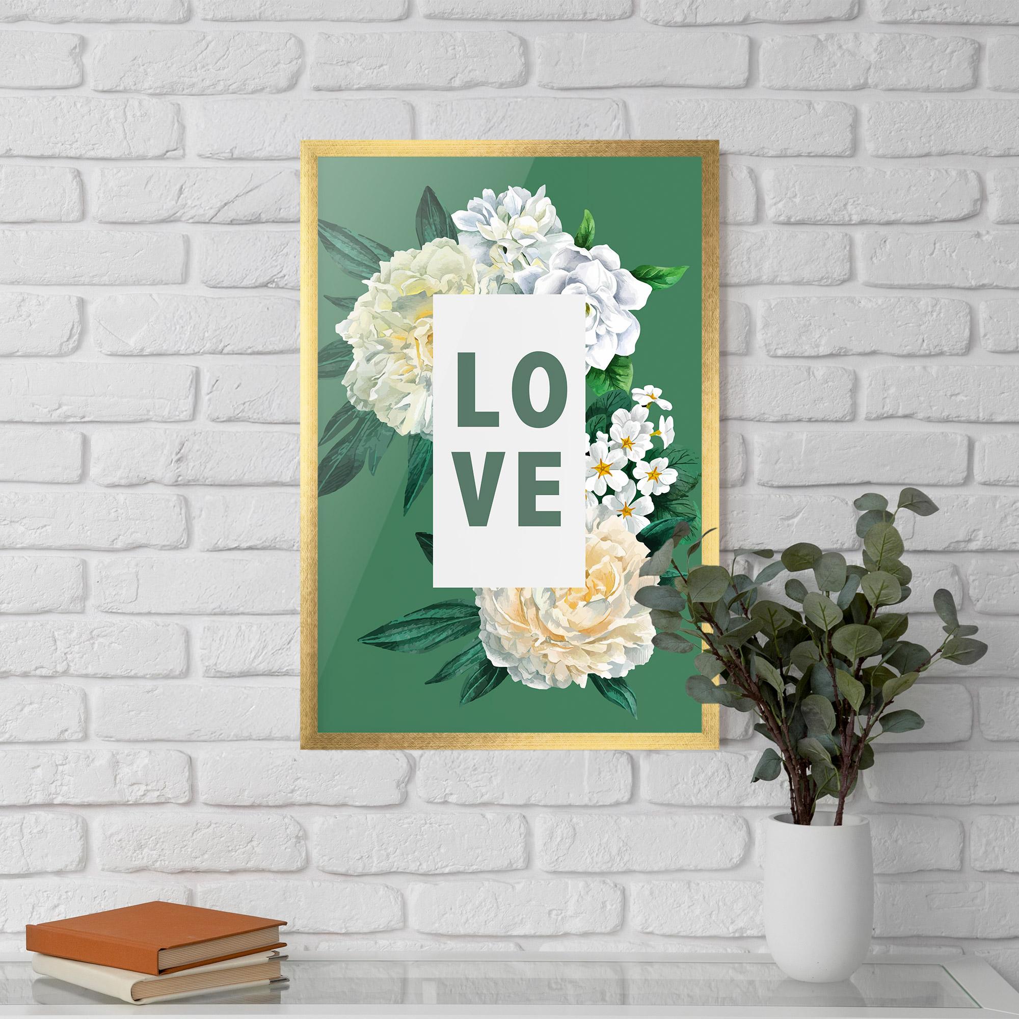 Keretezett Poszter Love Green Rose mockup 5
