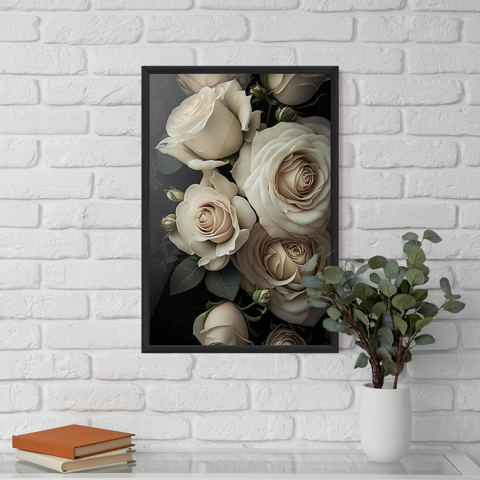 Keretezett Poszter Cream Roses Close Up mockup 5