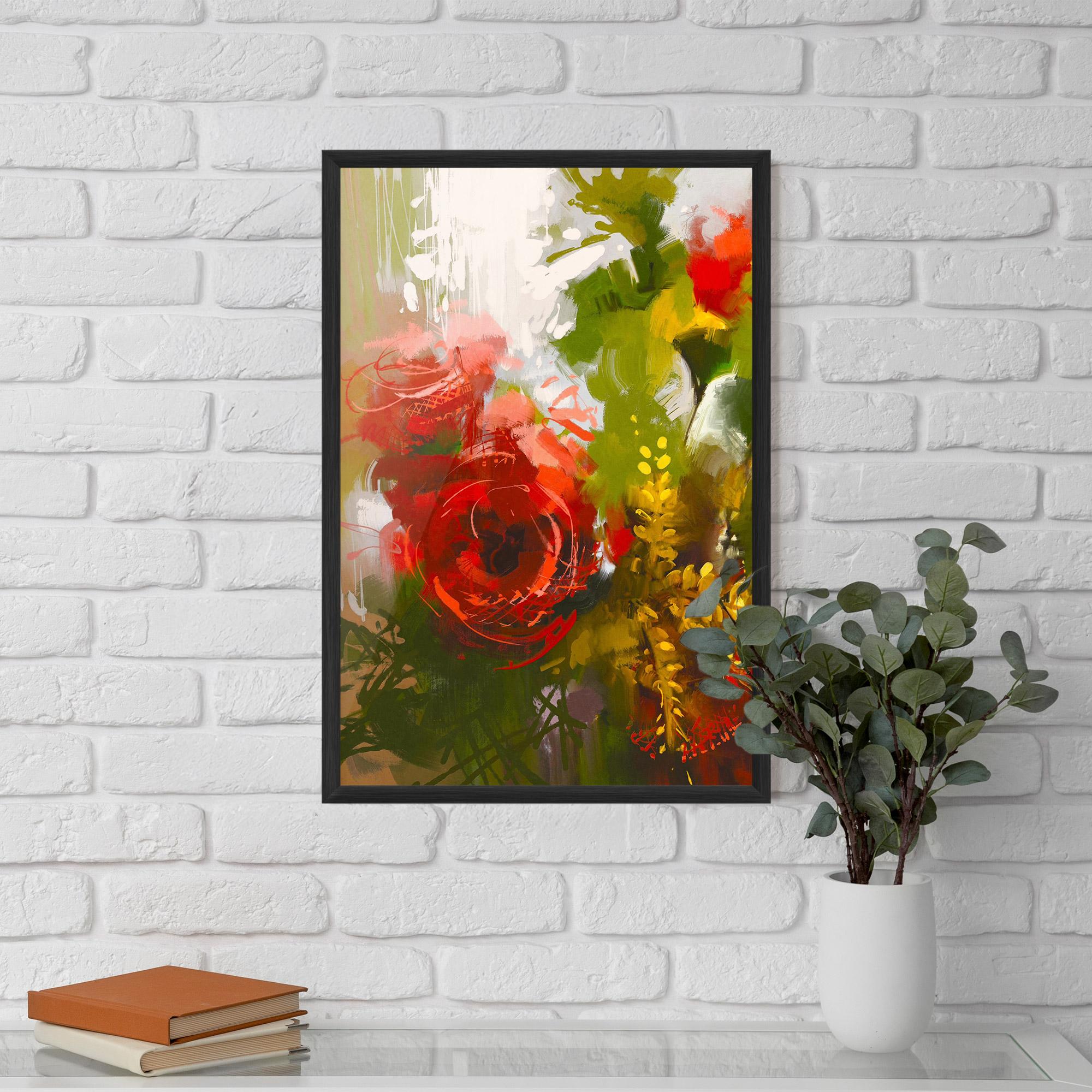 Keretezett Poszter Red Rose Painting mockup 5