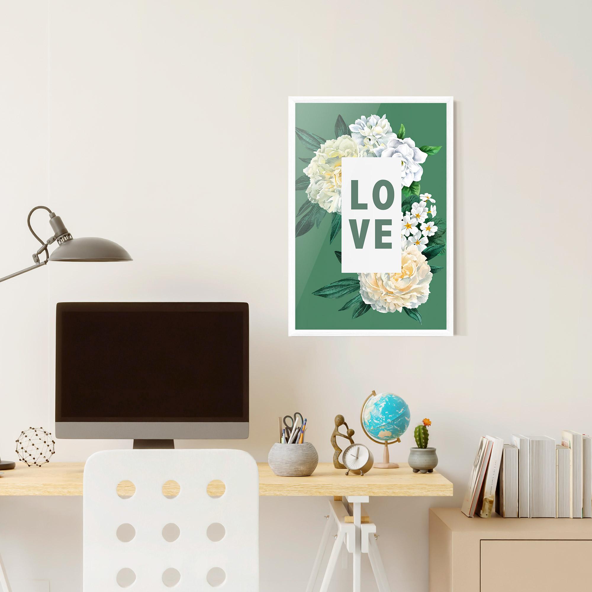 Keretezett Poszter Love Green Rose mockup 6