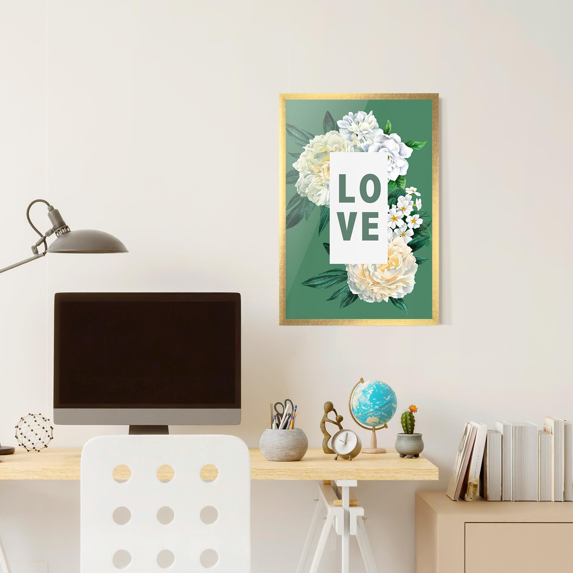 Keretezett Poszter Love Green Rose mockup 6