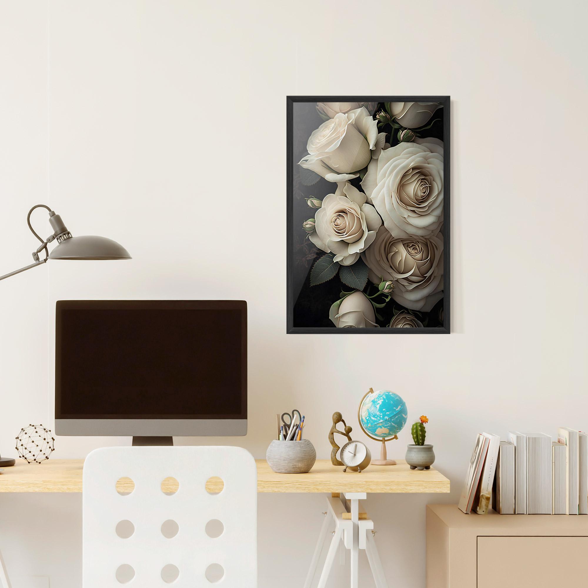 Keretezett Poszter Cream Roses Close Up mockup 6