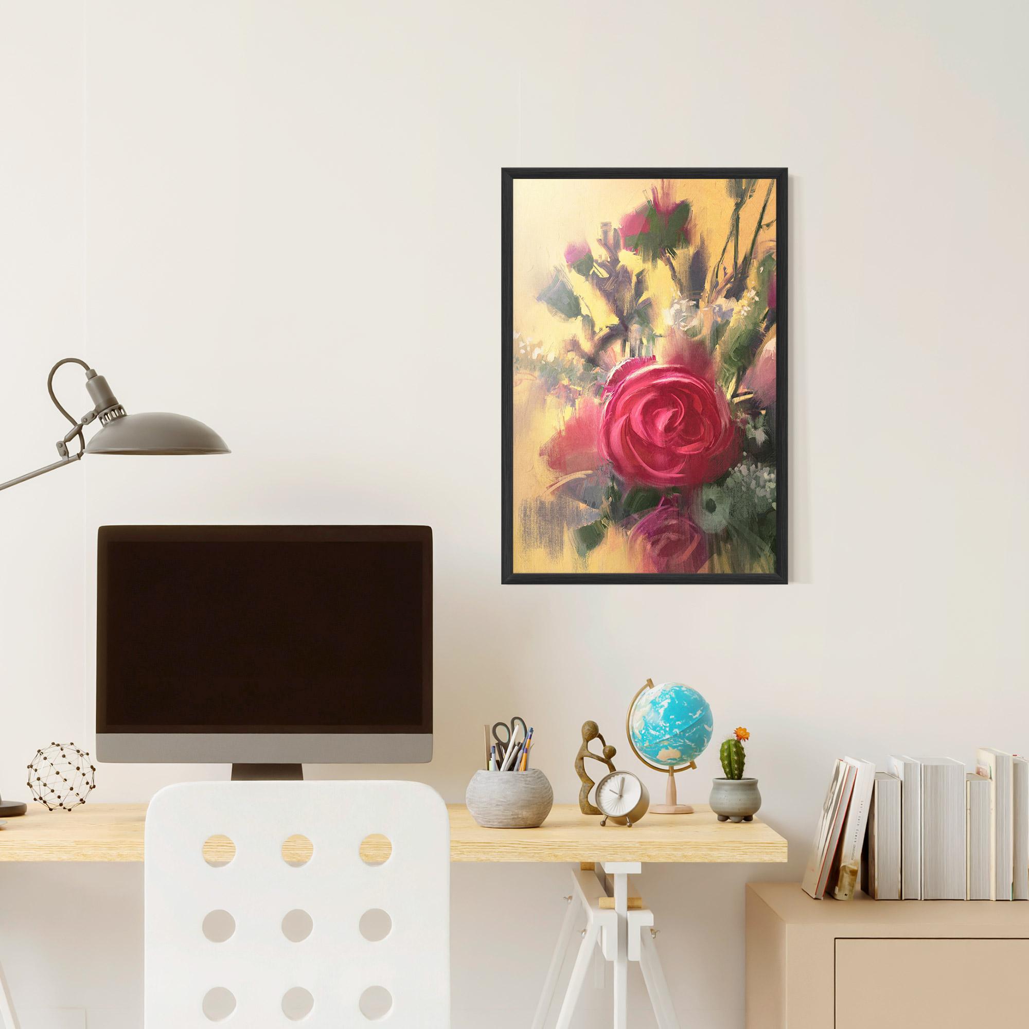 Keretezett Poszter Pink Rose Painting mockup 6