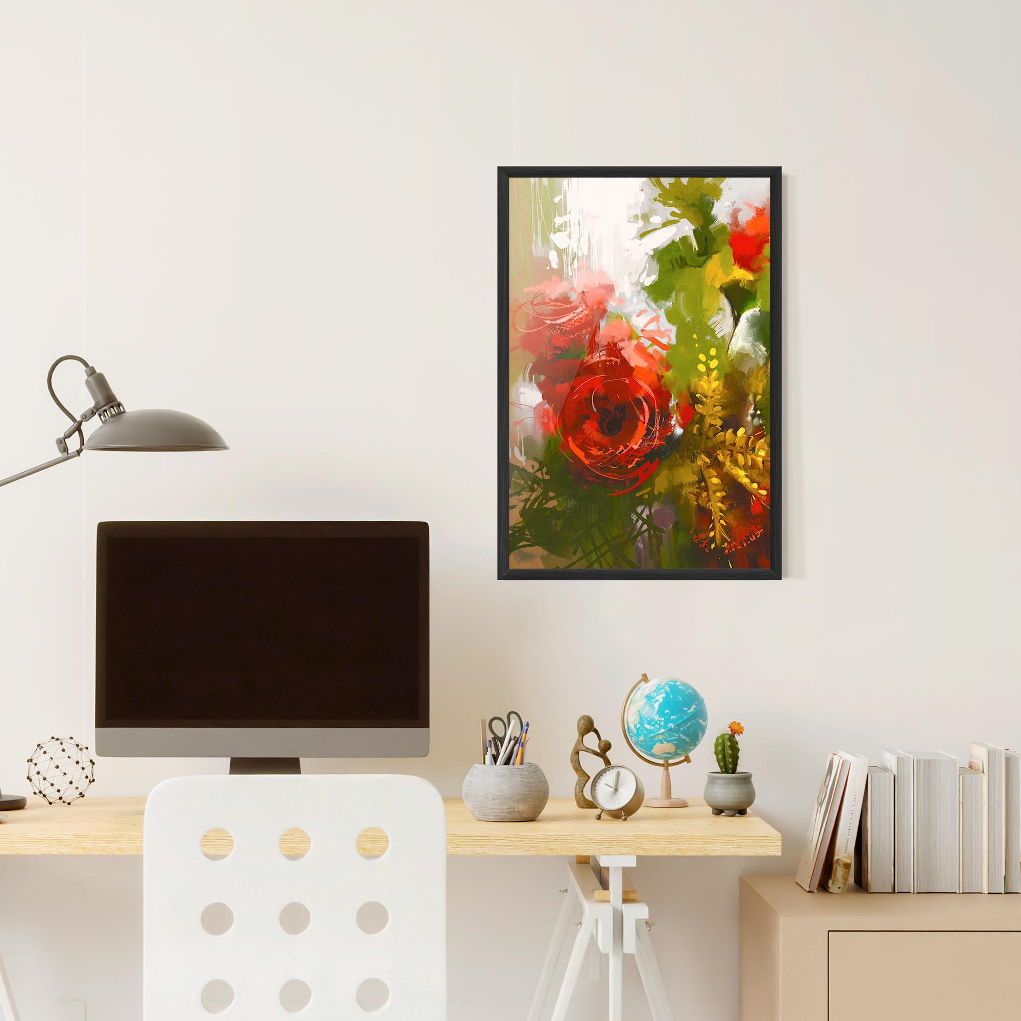 Keretezett Poszter Red Rose Painting mockup 6