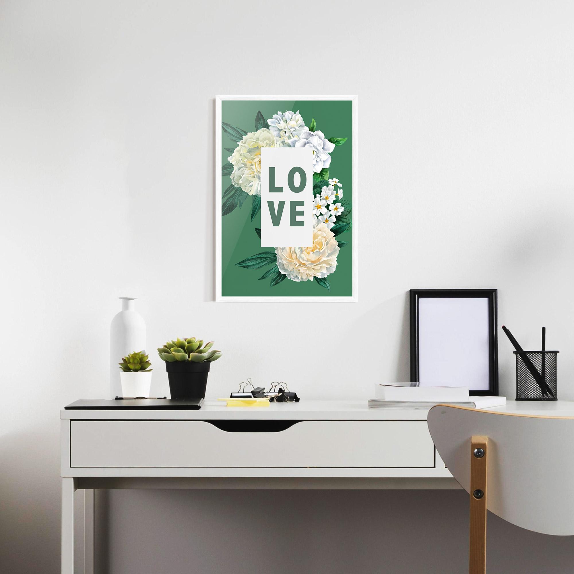 Keretezett Poszter Love Green Rose mockup 7