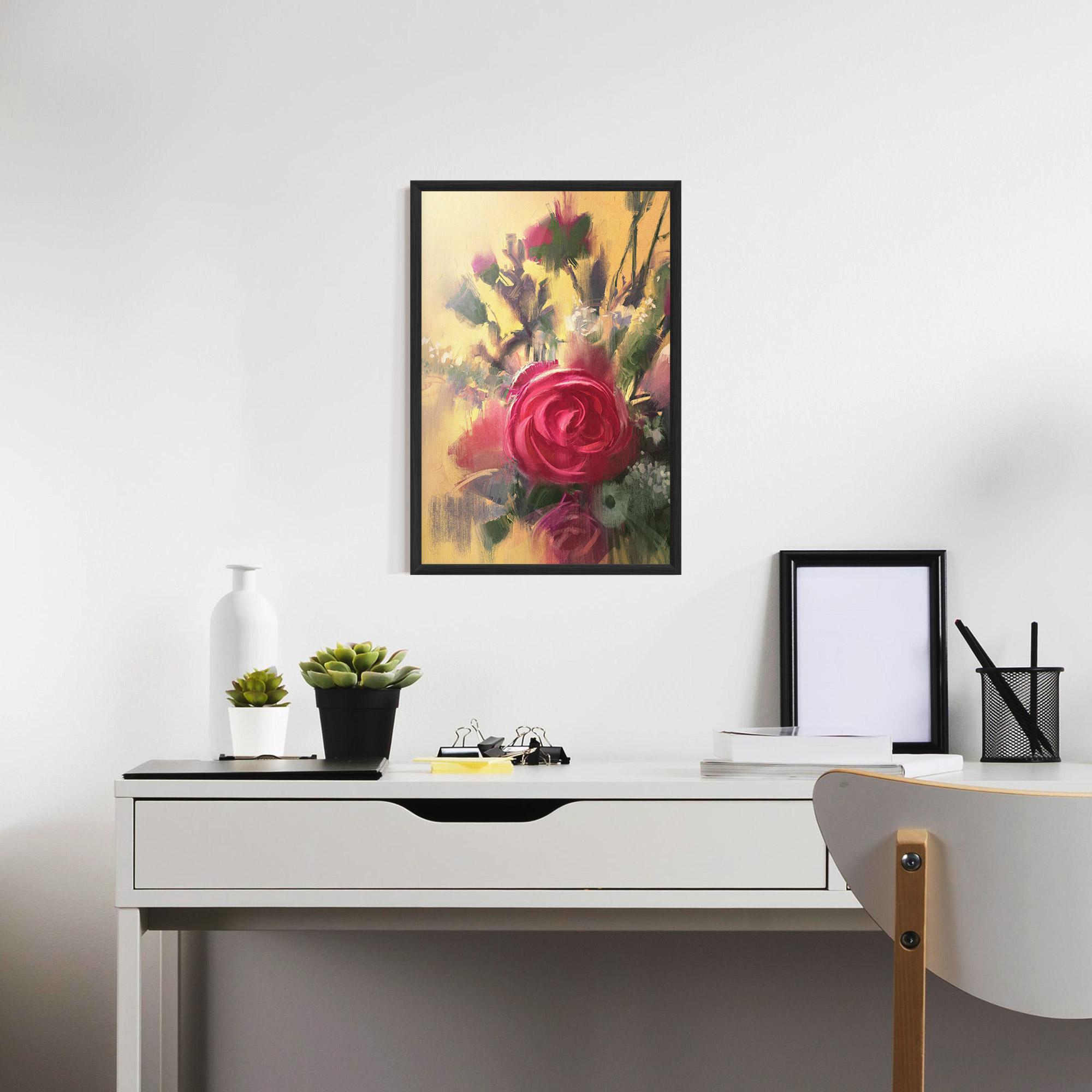 Keretezett Poszter Pink Rose Painting mockup 7