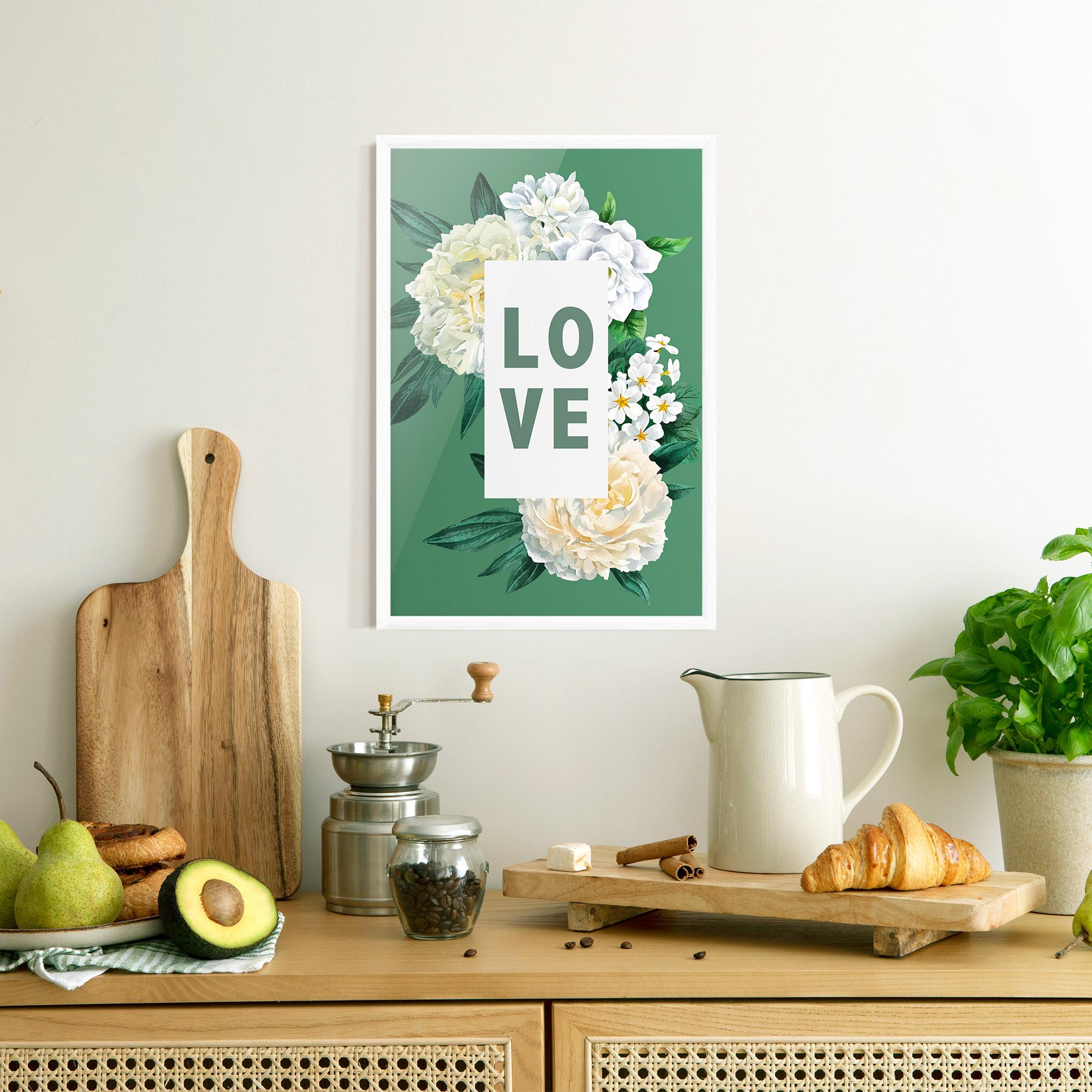 Keretezett Poszter Love Green Rose mockup 8