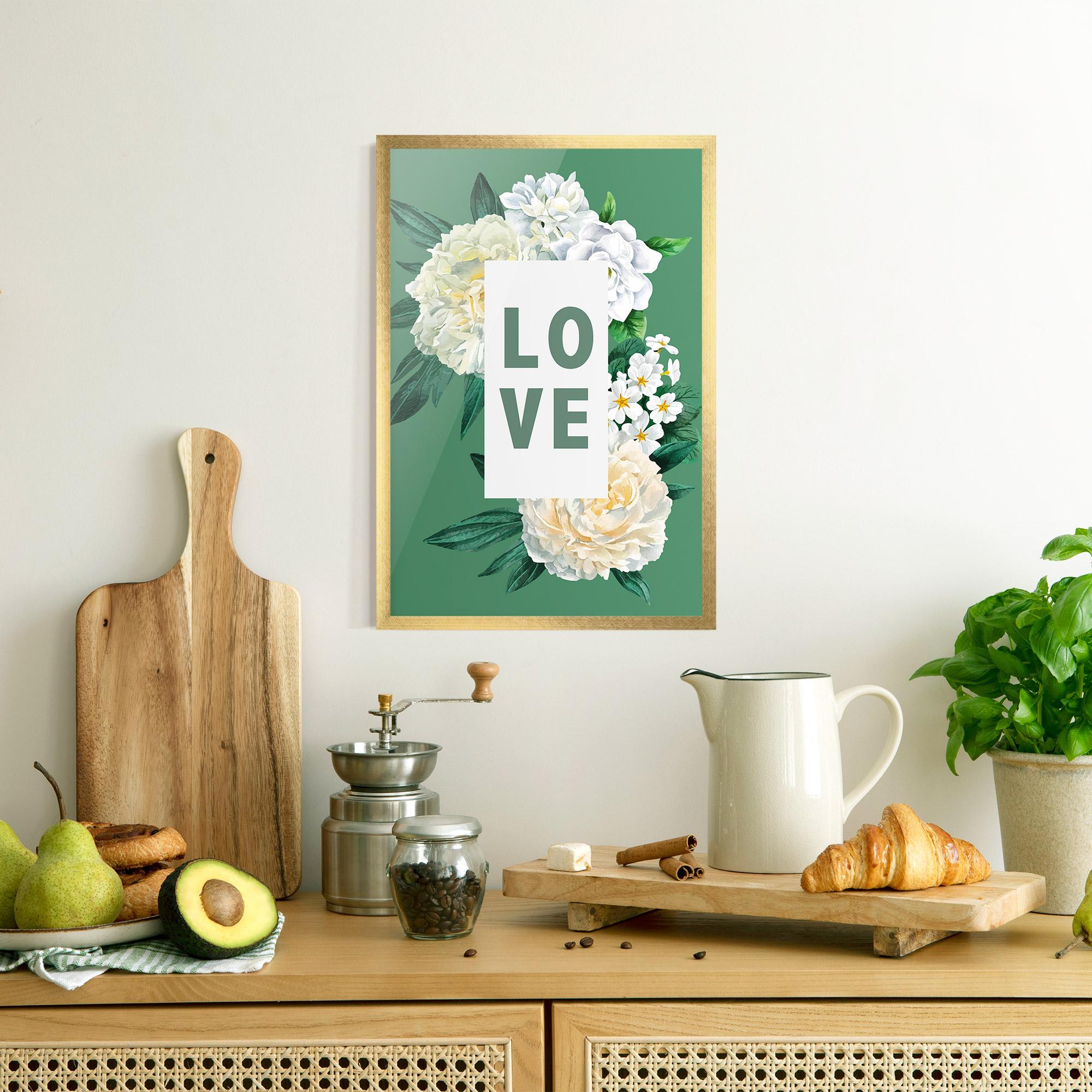 Keretezett Poszter Love Green Rose mockup 8