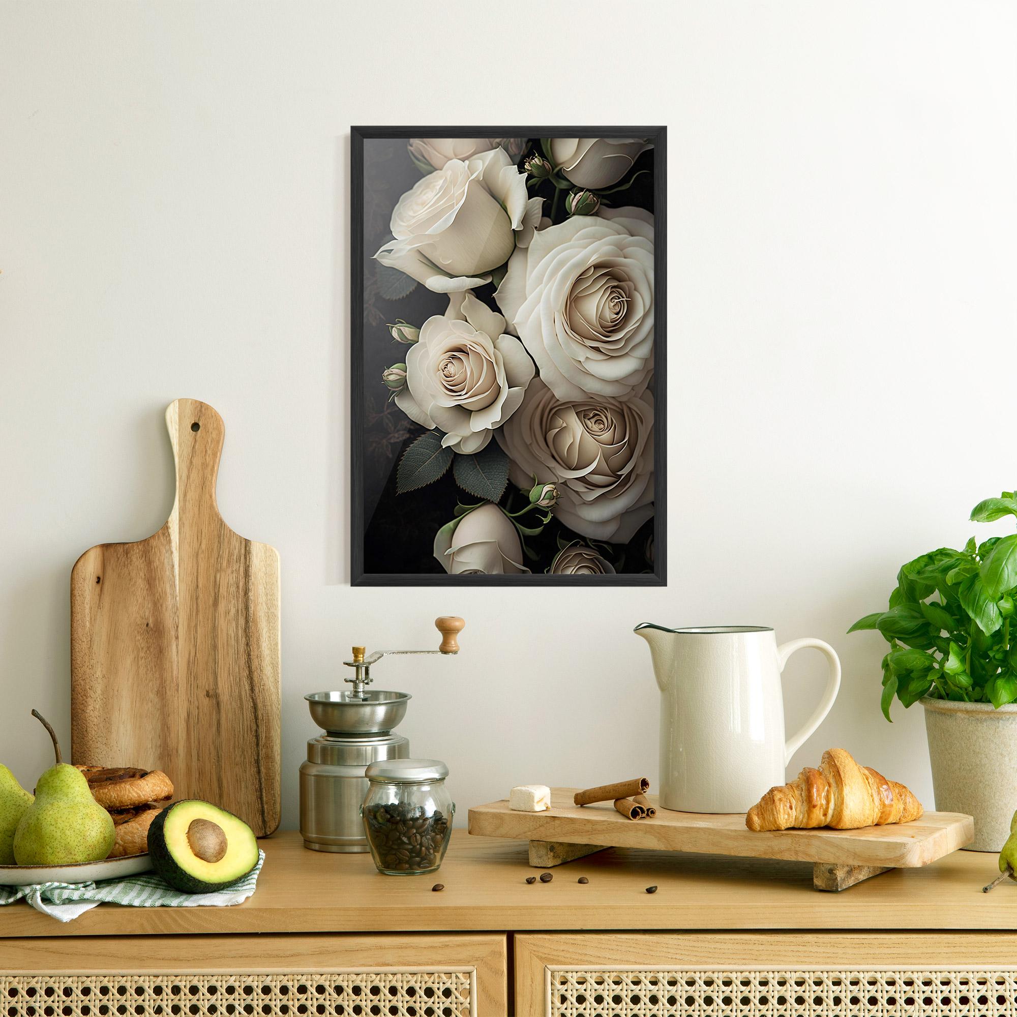 Keretezett Poszter Cream Roses Close Up mockup 8