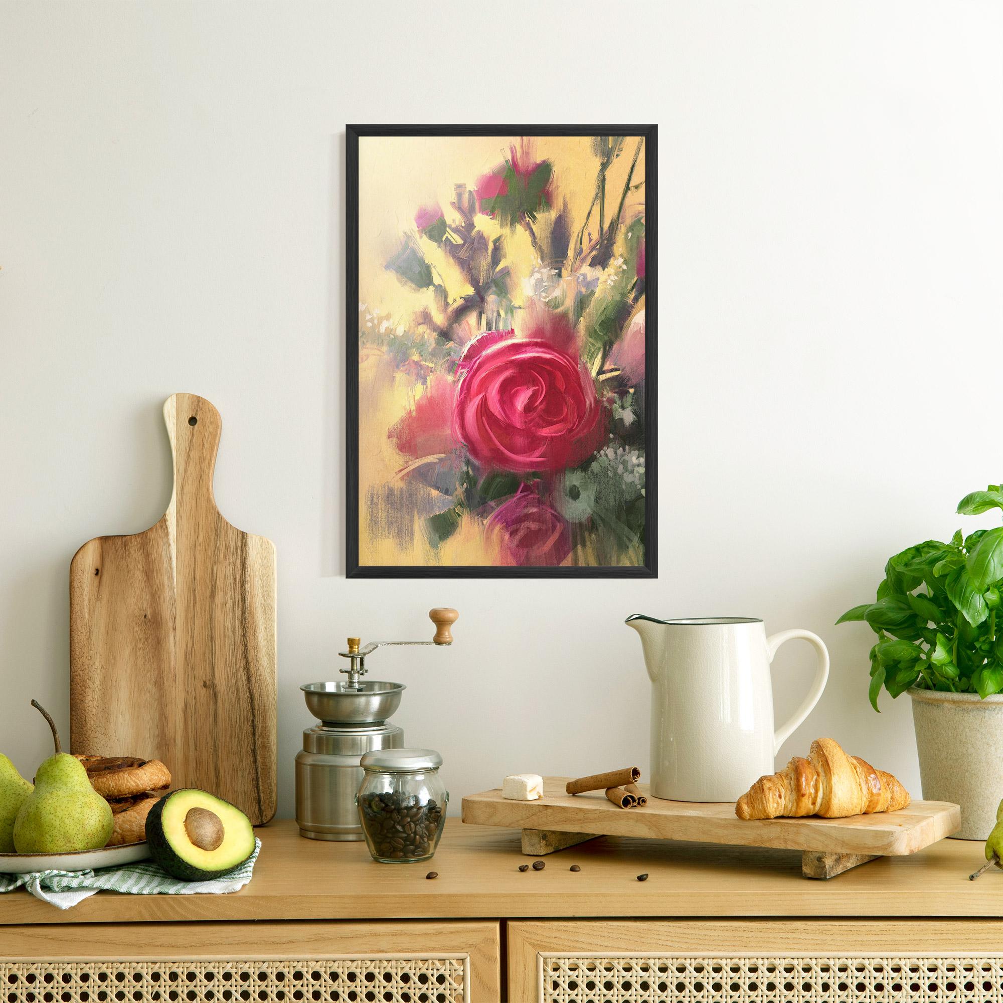 Keretezett Poszter Pink Rose Painting mockup 8
