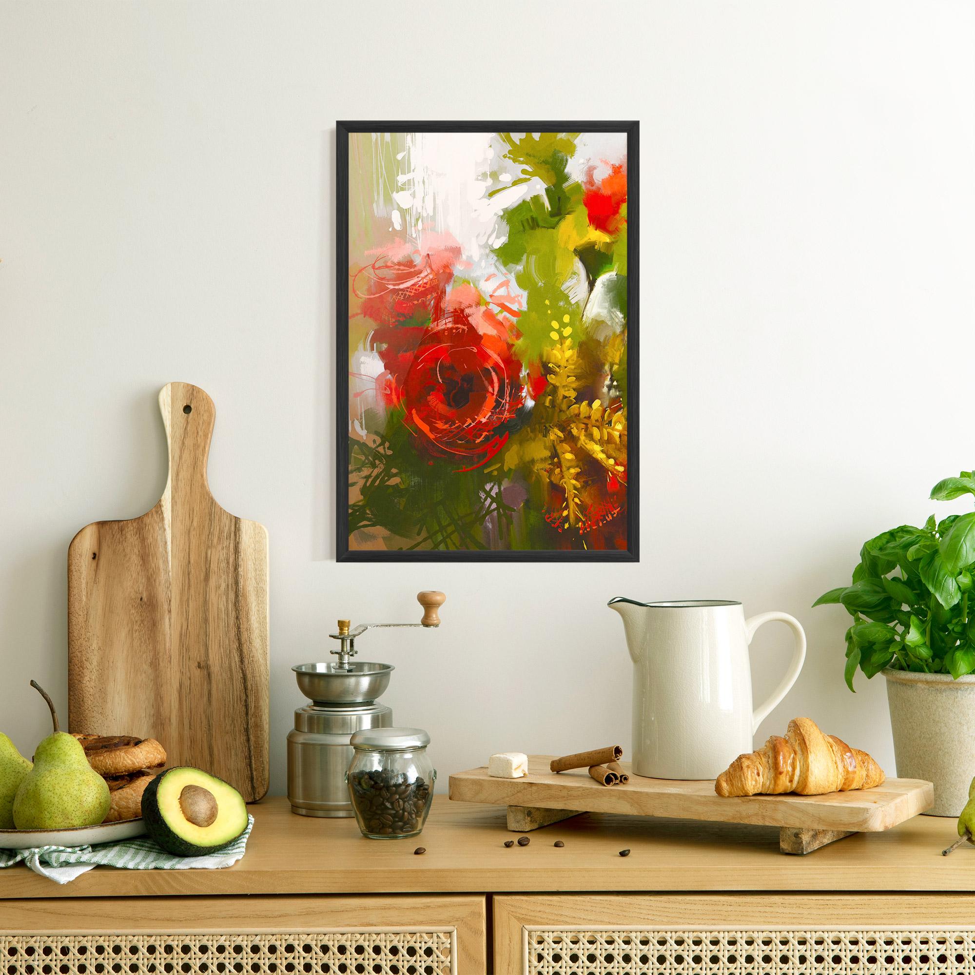 Keretezett Poszter Red Rose Painting mockup 8