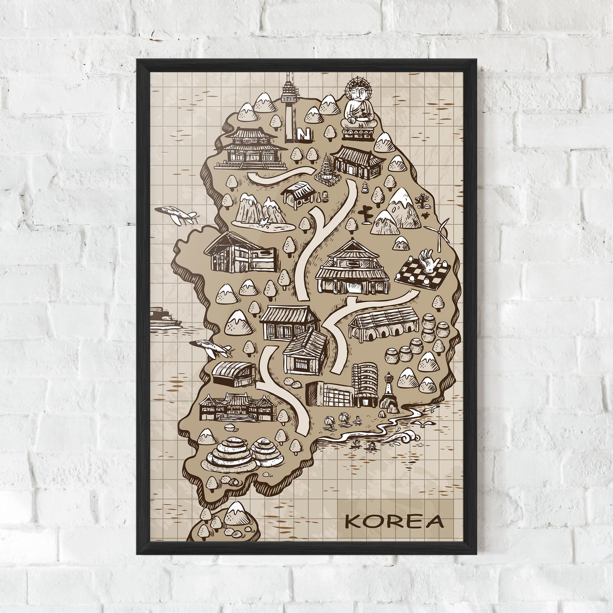 Keretezett Poszter Old Korea Map mockup 0
