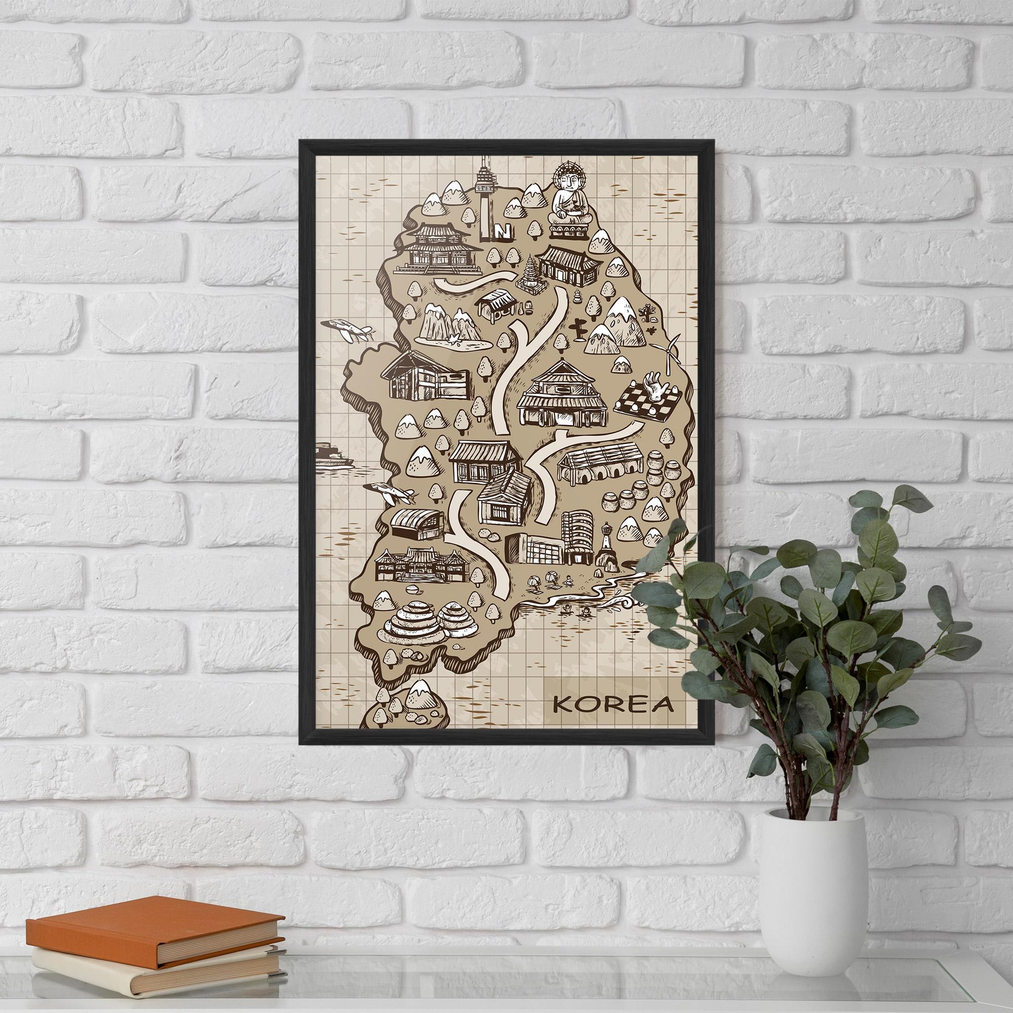 Keretezett Poszter Old Korea Map mockup 5