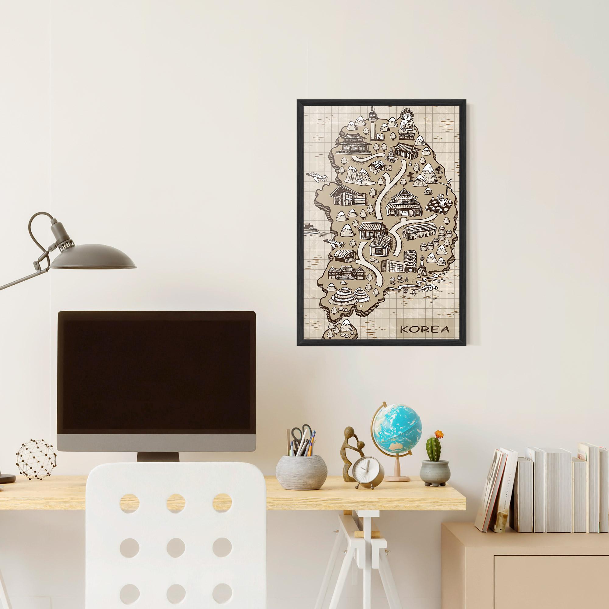 Keretezett Poszter Old Korea Map mockup 6