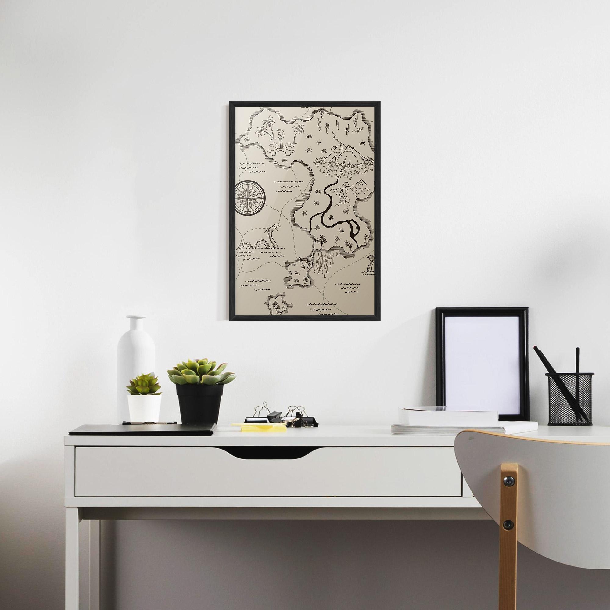 Keretezett Poszter Cream Island Map mockup 7