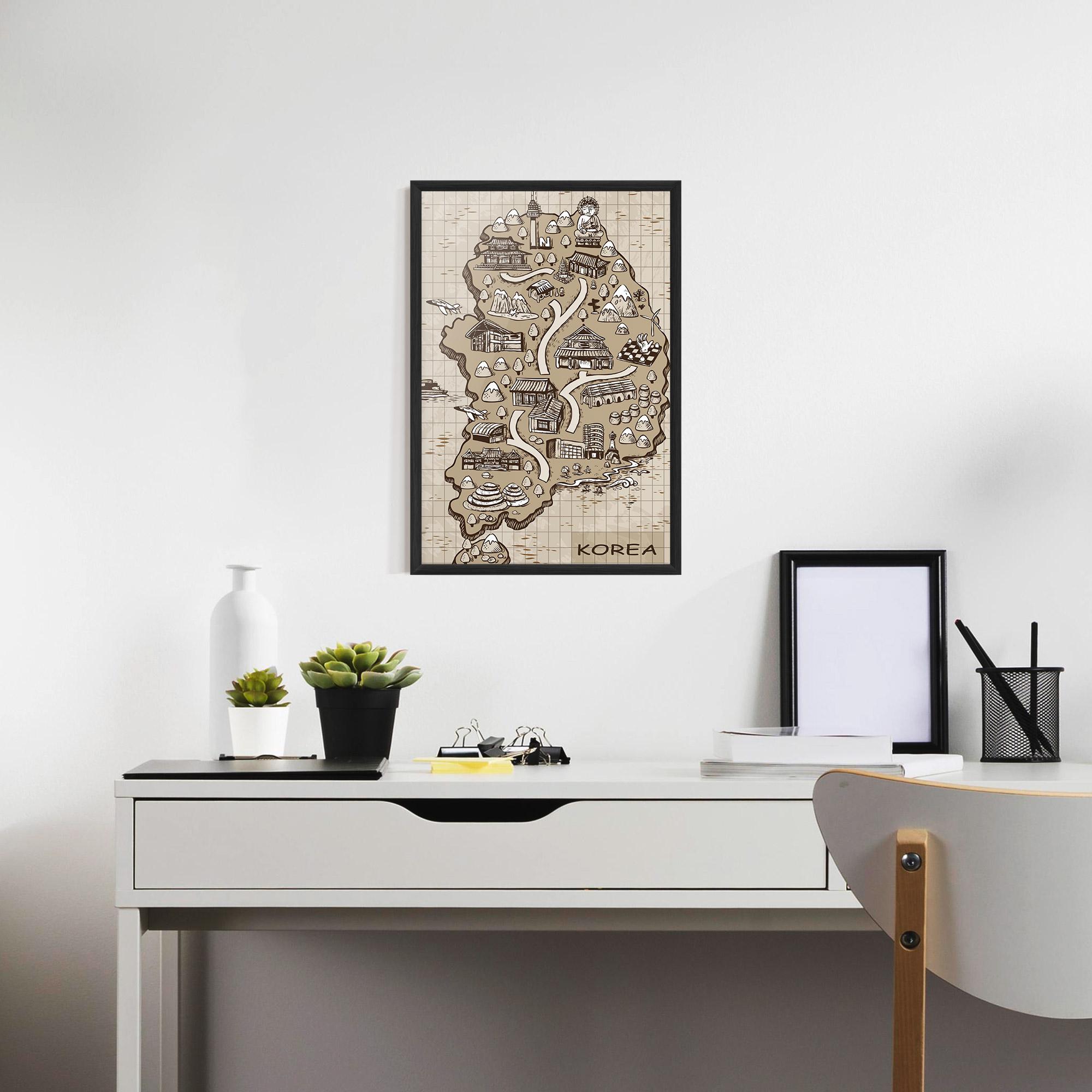 Keretezett Poszter Old Korea Map mockup 7