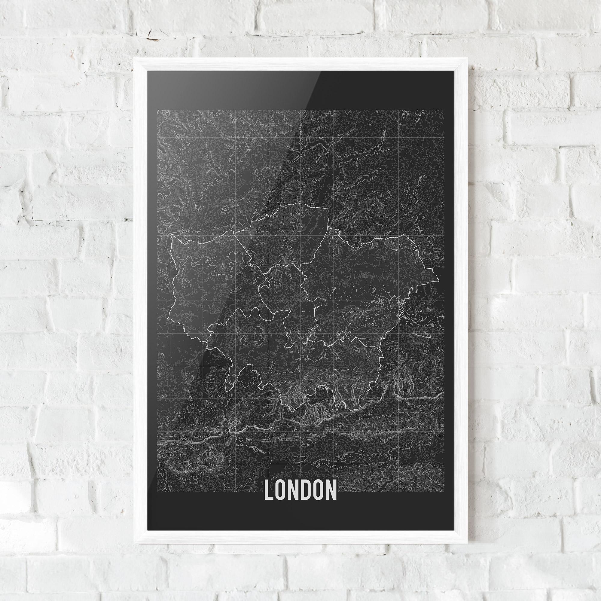 Keretezett Poszter London Grey Map mockup 0