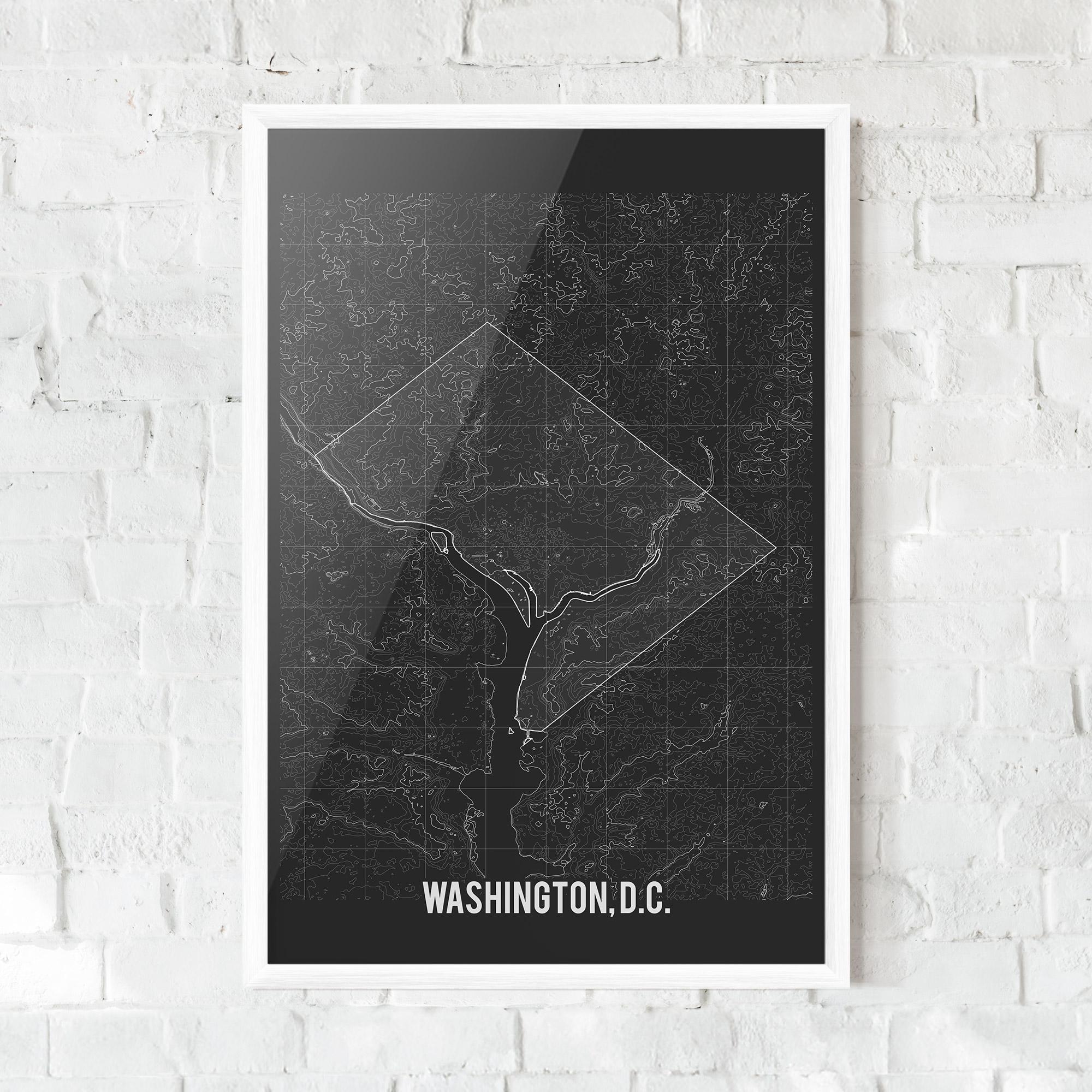 Keretezett Poszter Washington Grey Map mockup 0