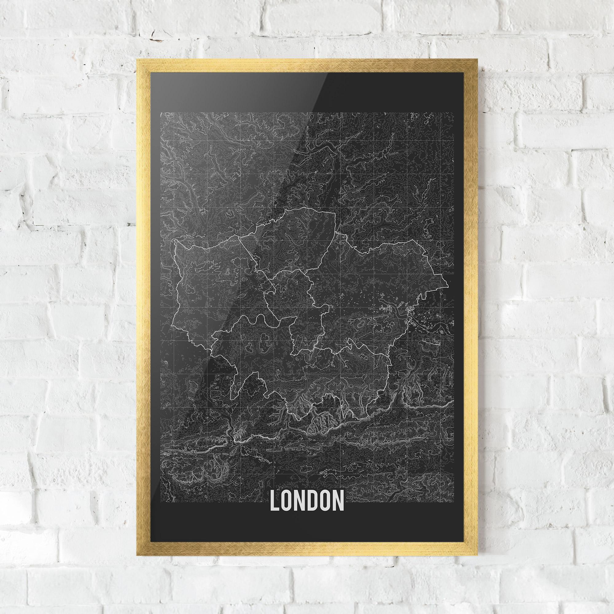 Keretezett Poszter London Grey Map mockup 0