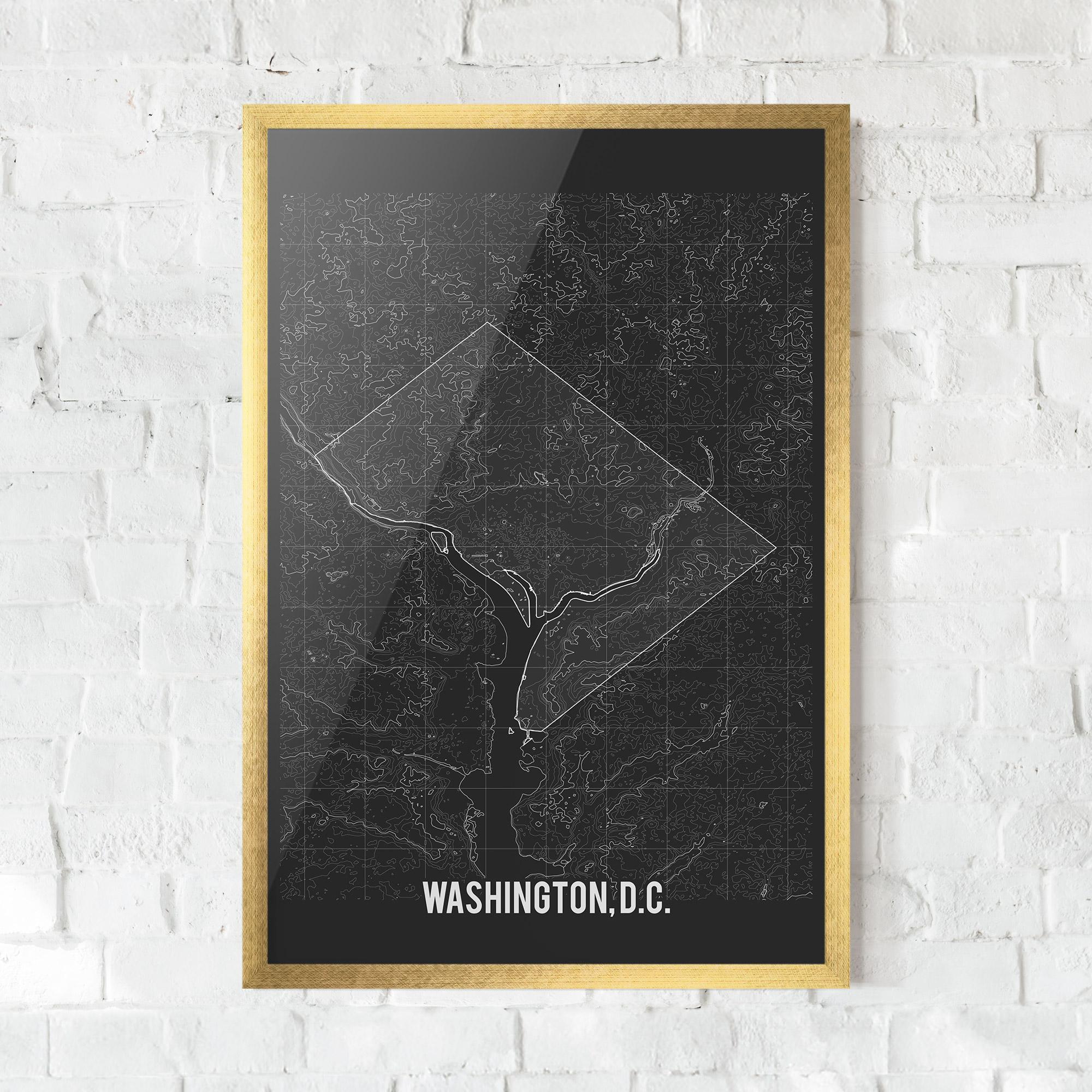 Keretezett Poszter Washington Grey Map mockup 0