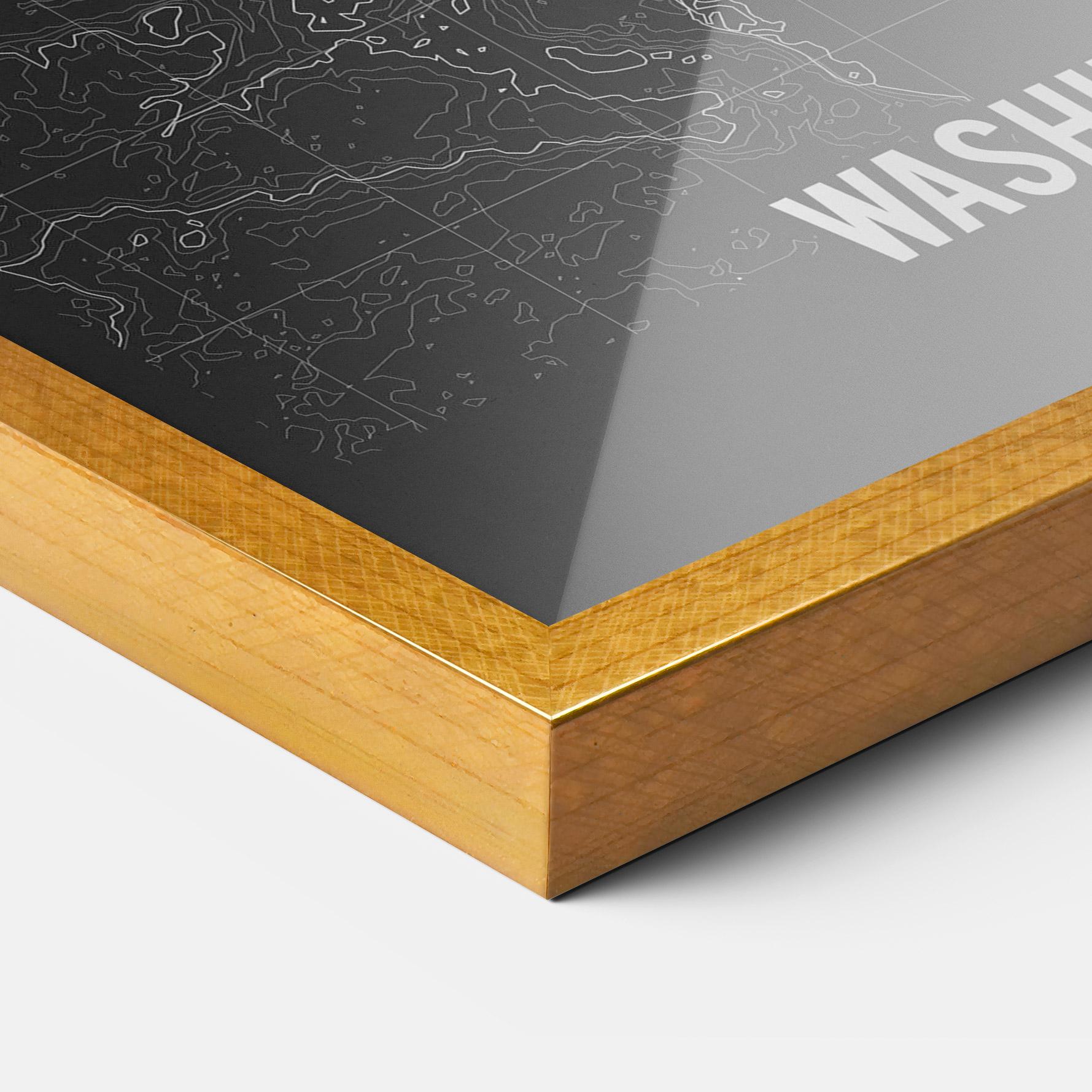 Keretezett Poszter Washington Grey Map mockup 3