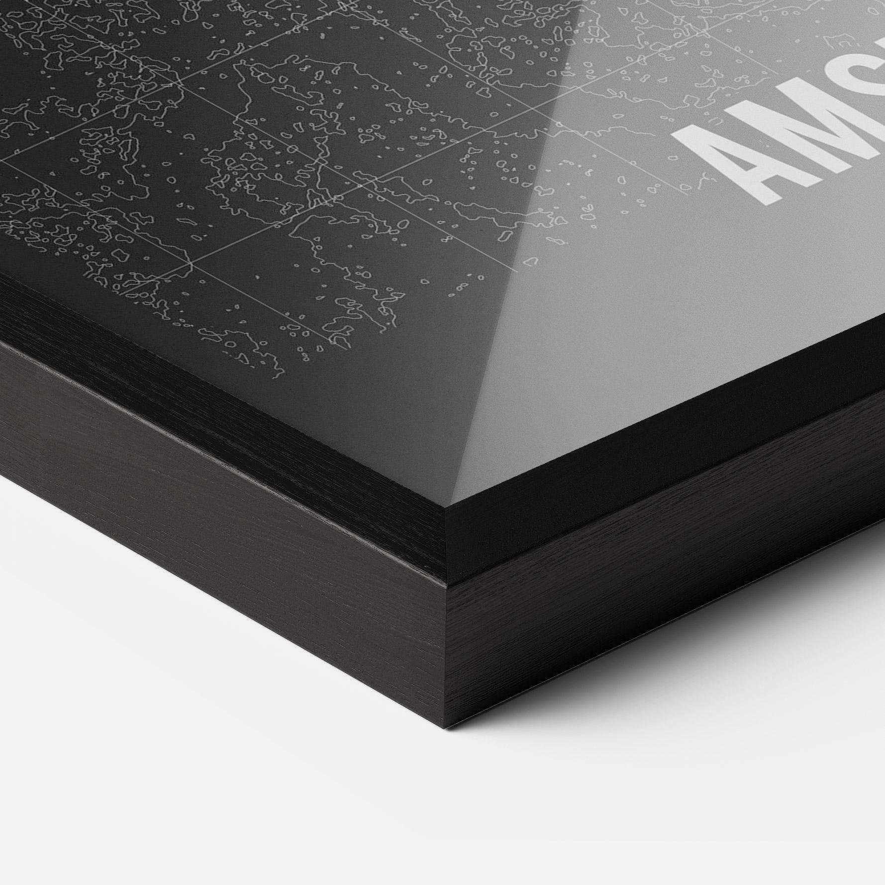 Keretezett Poszter Amsterdam Grey Map mockup 3