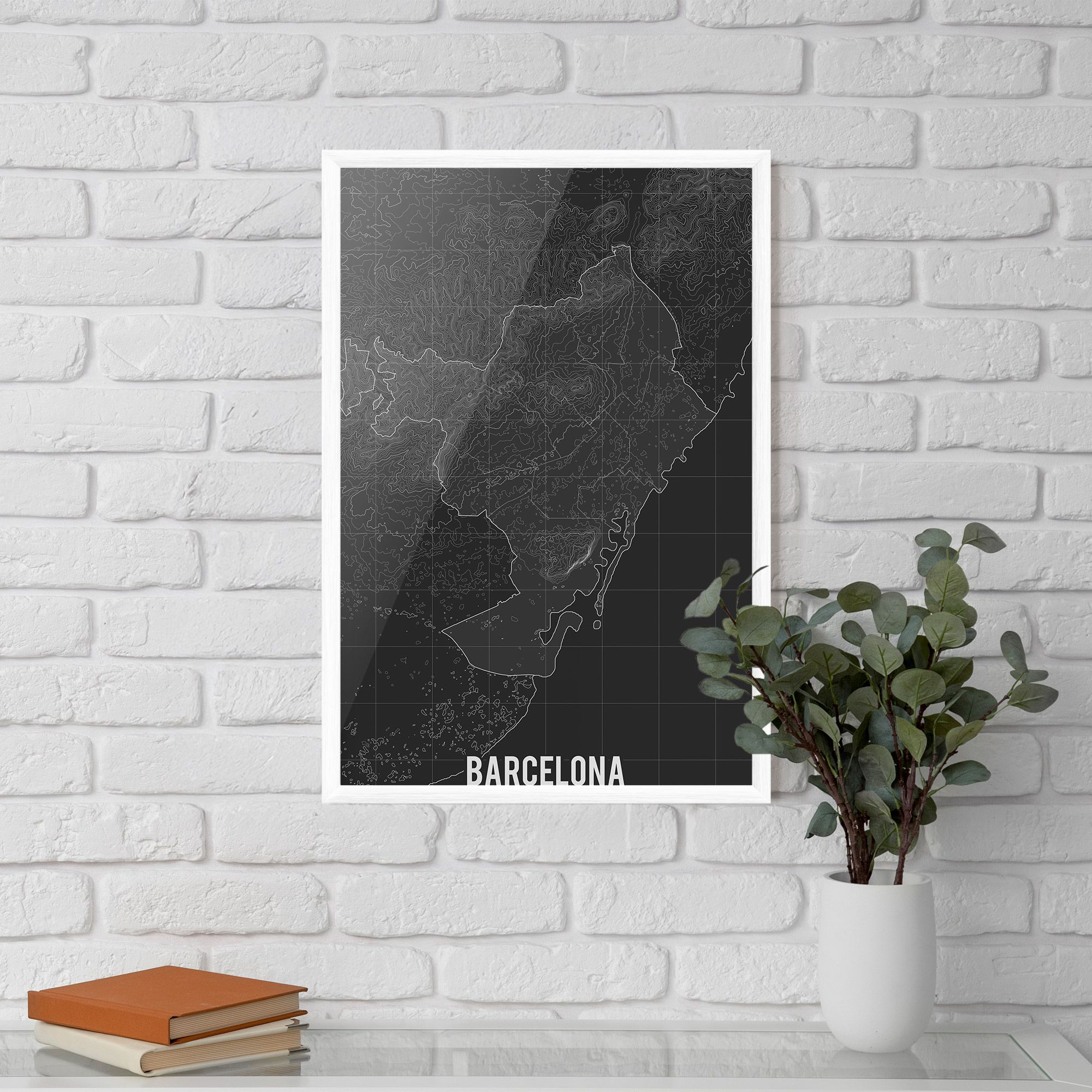 Barcelona Grey Map mockup 5