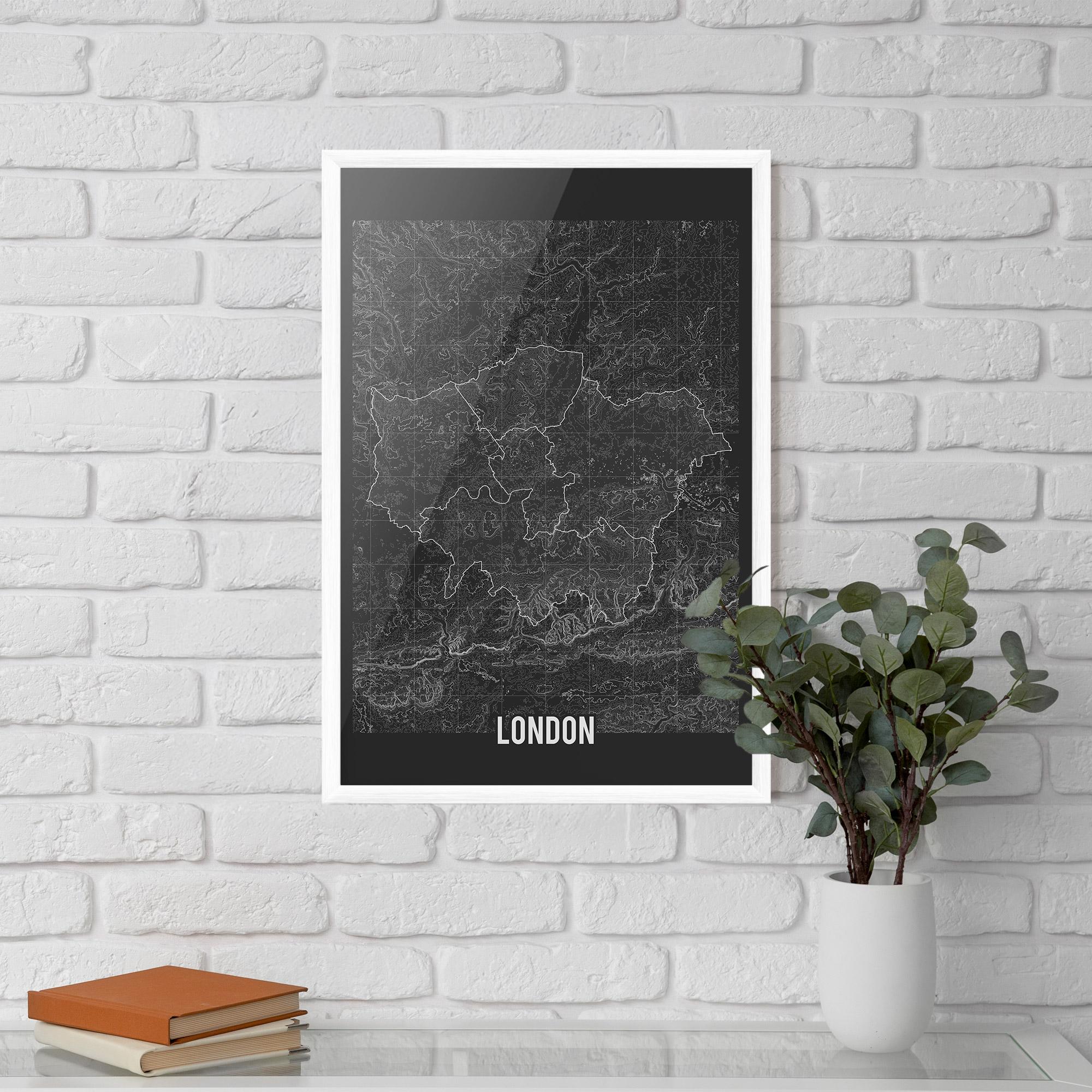 Keretezett Poszter London Grey Map mockup 5