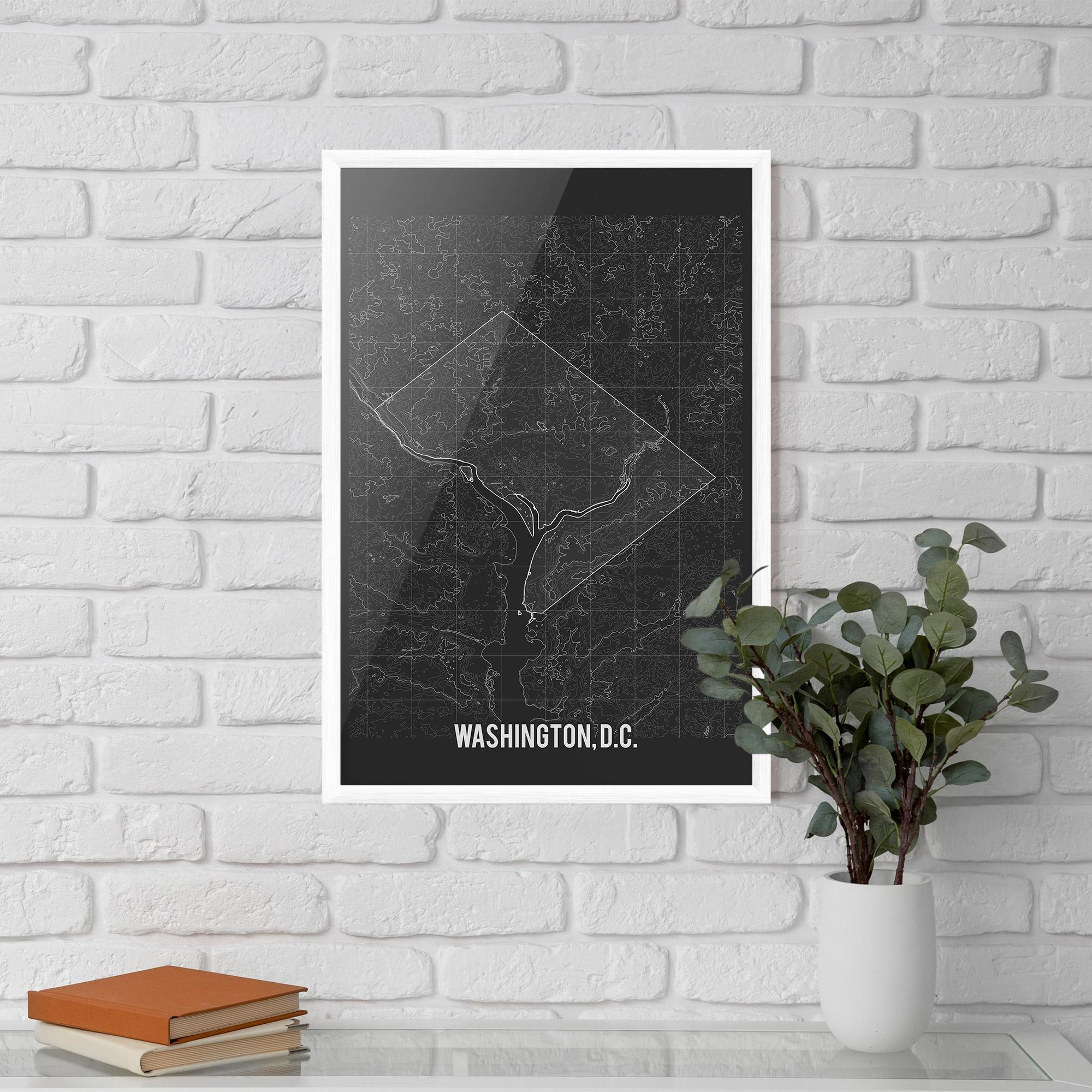Keretezett Poszter Washington Grey Map mockup 5