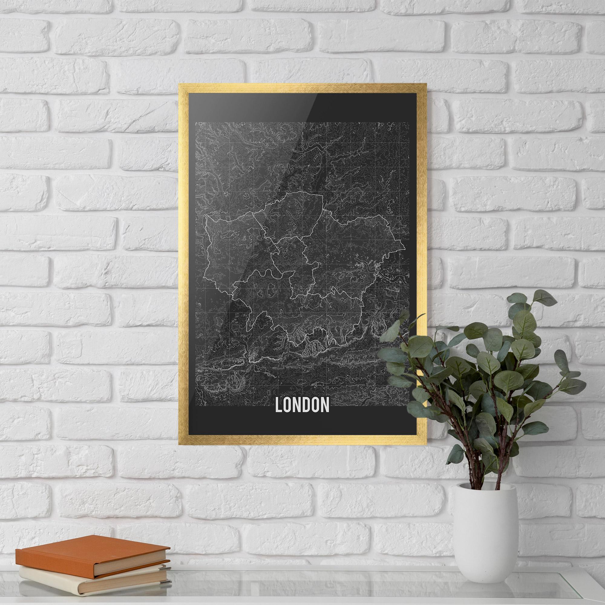 Keretezett Poszter London Grey Map mockup 5