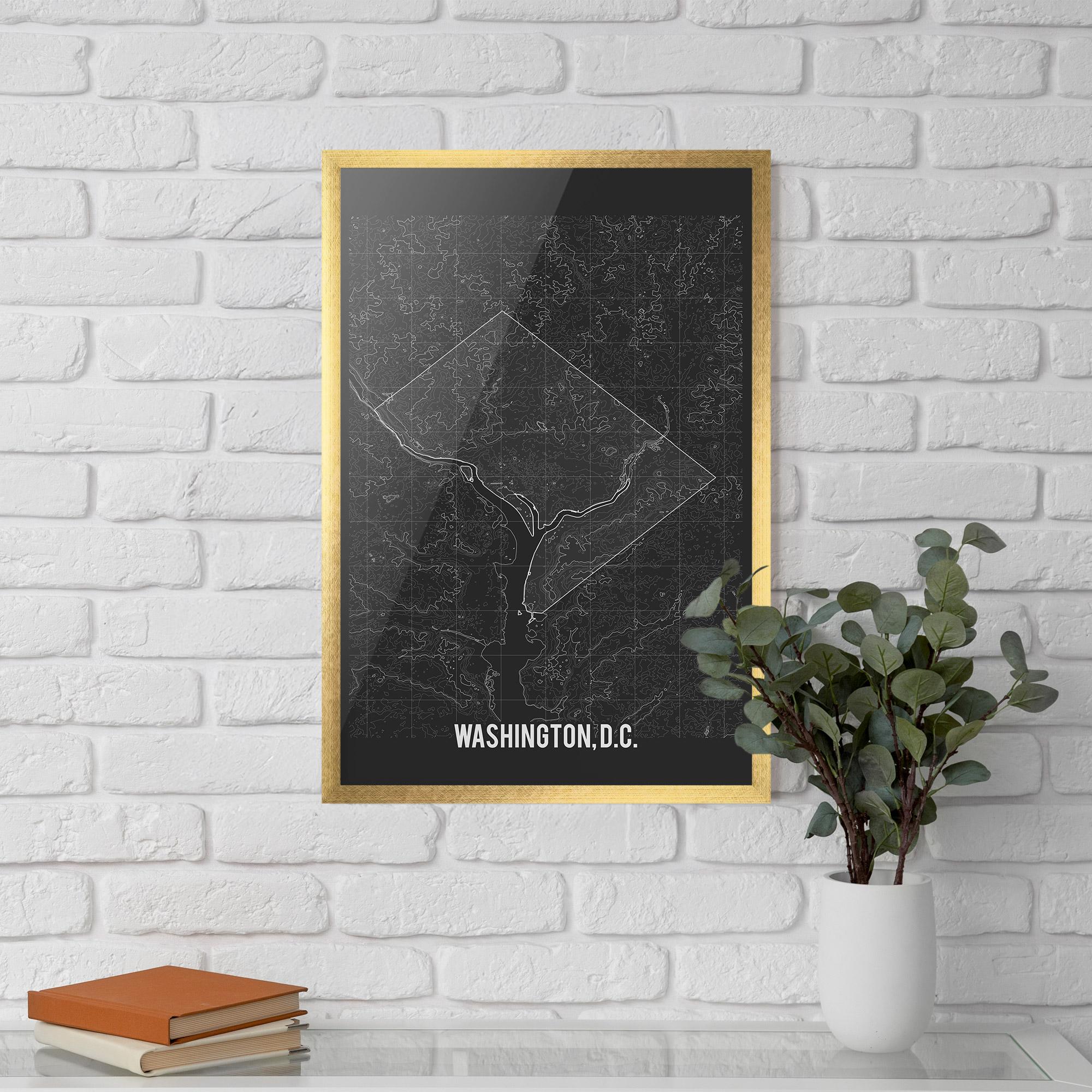 Keretezett Poszter Washington Grey Map mockup 5