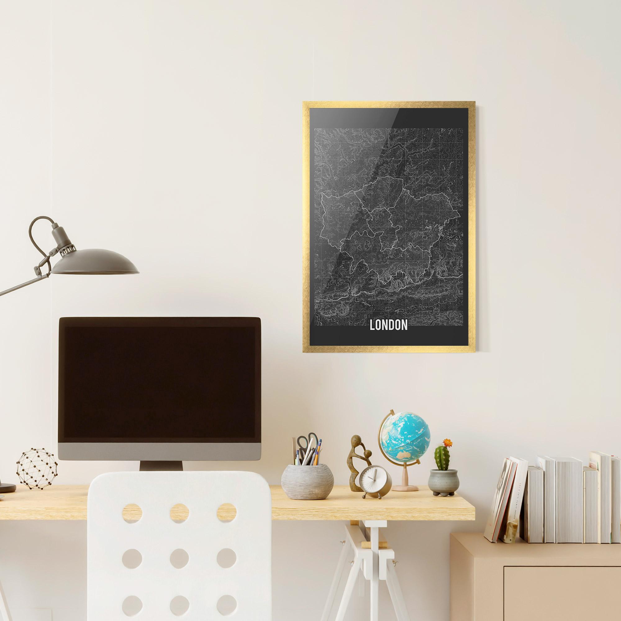 Keretezett Poszter London Grey Map mockup 6
