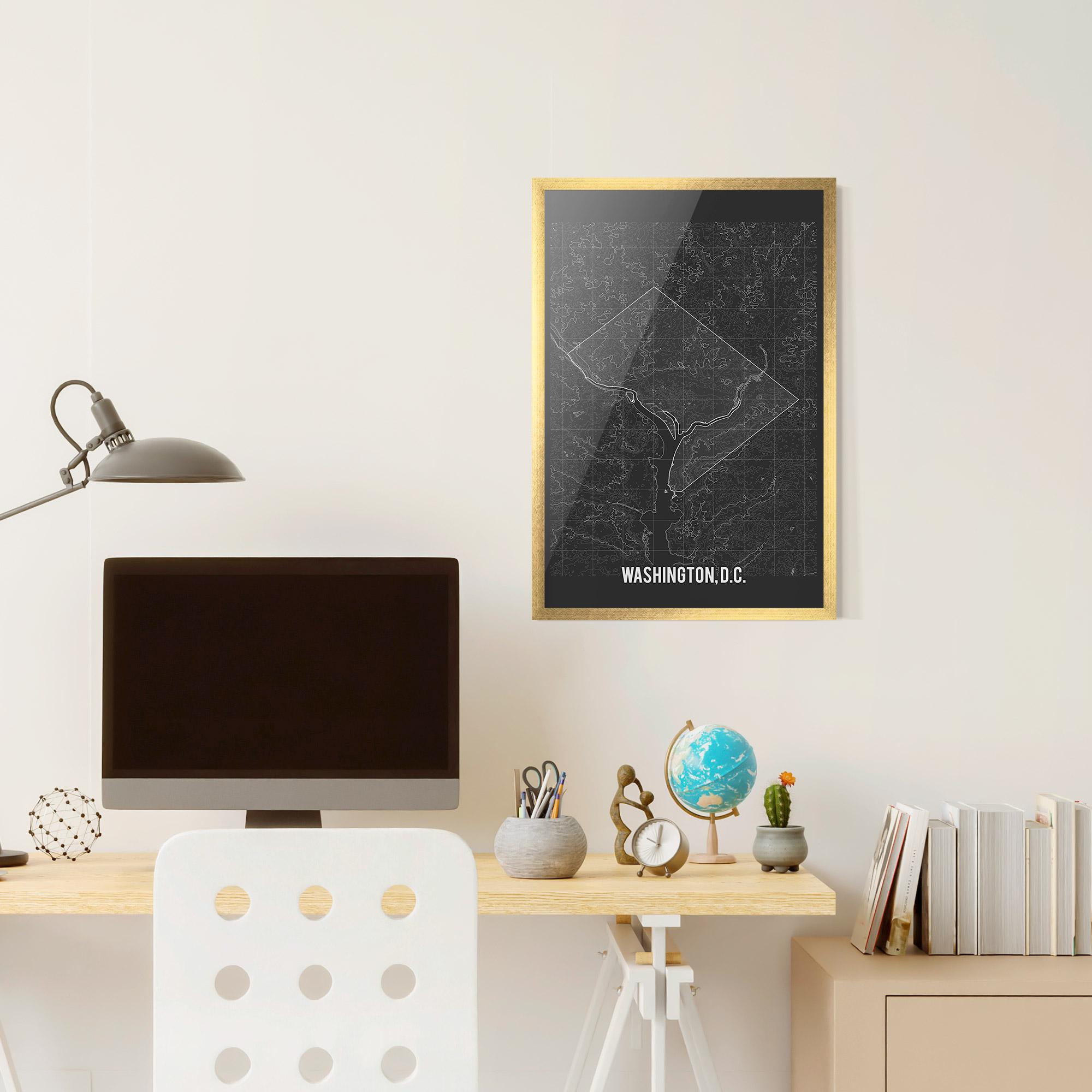 Keretezett Poszter Washington Grey Map mockup 6