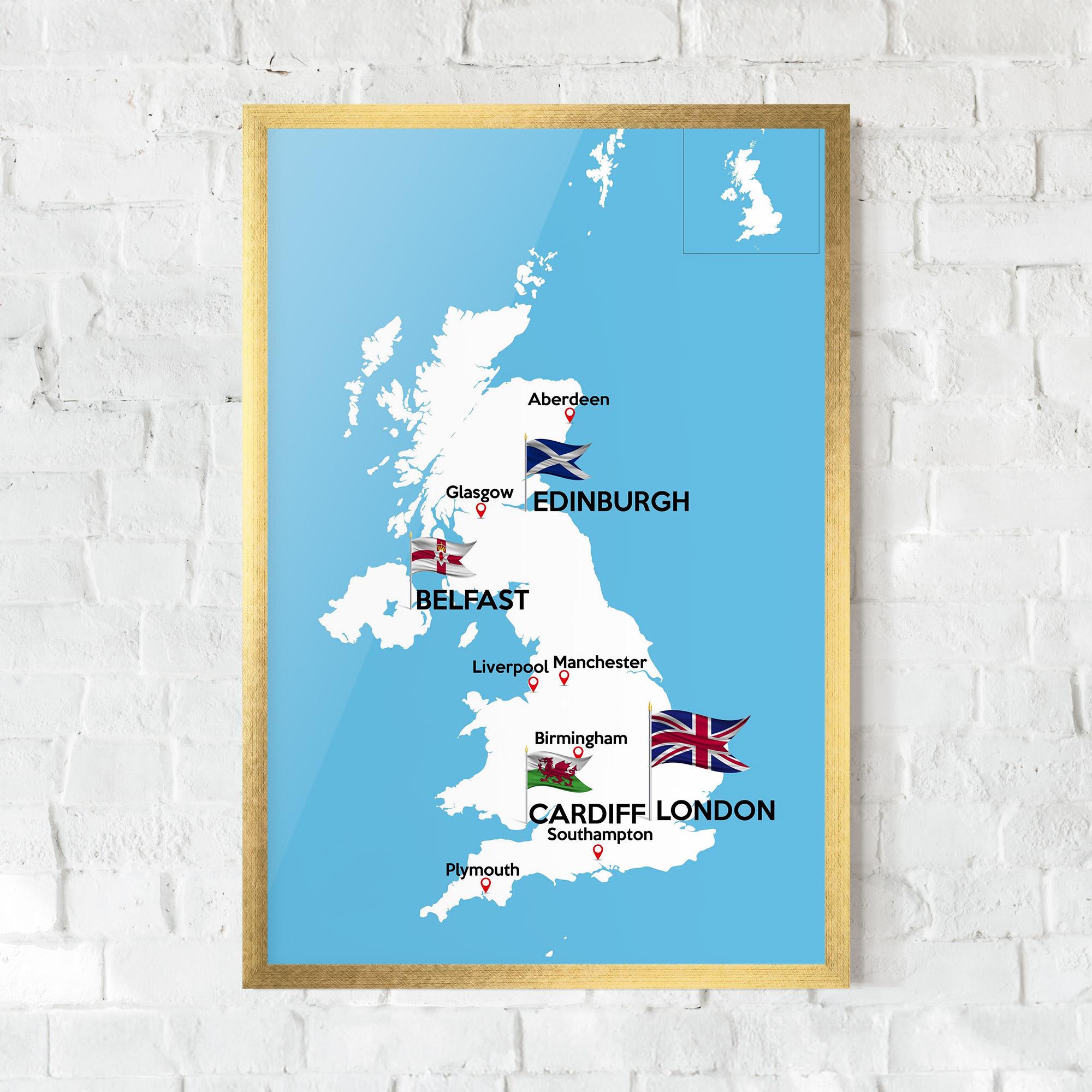 Keretezett Poszter England Map mockup 0