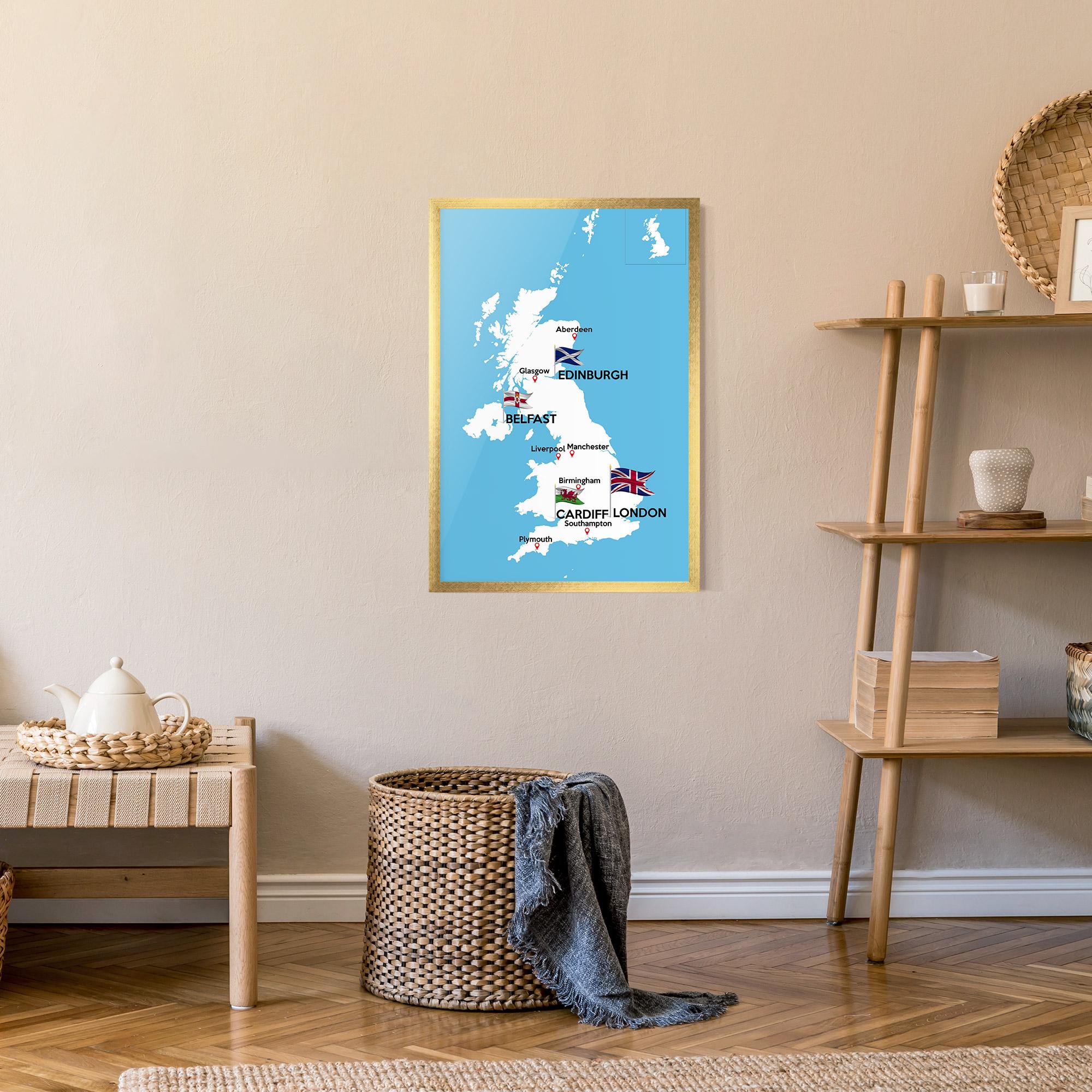 Keretezett Poszter England Map mockup 9