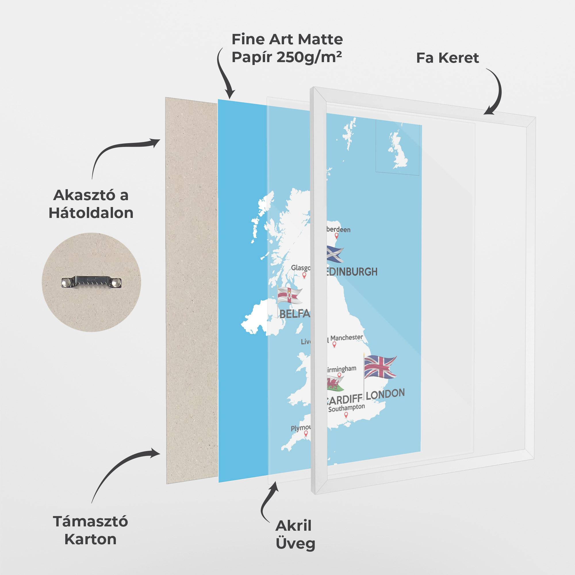 Keretezett Poszter England Map mockup 1