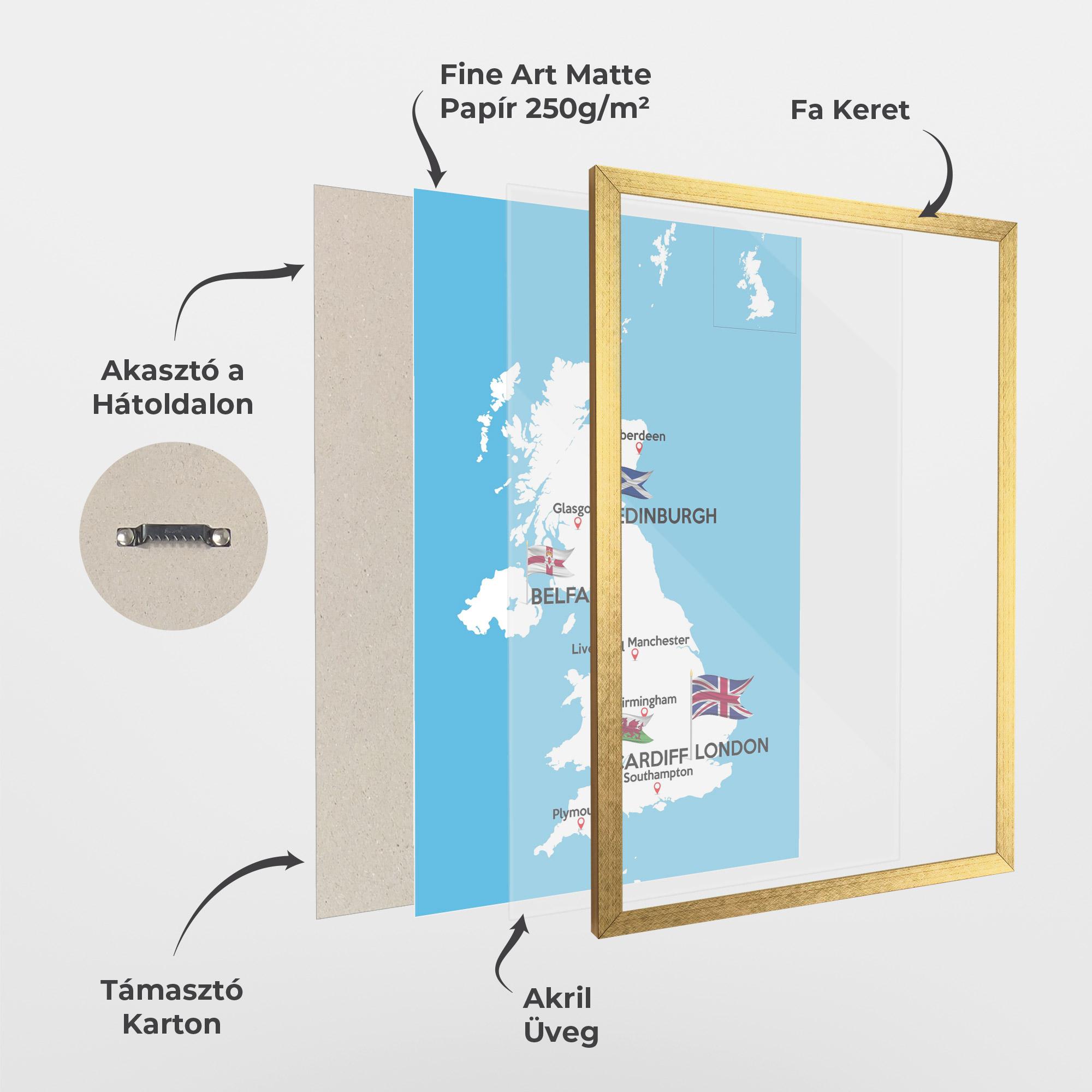 Keretezett Poszter England Map mockup 1