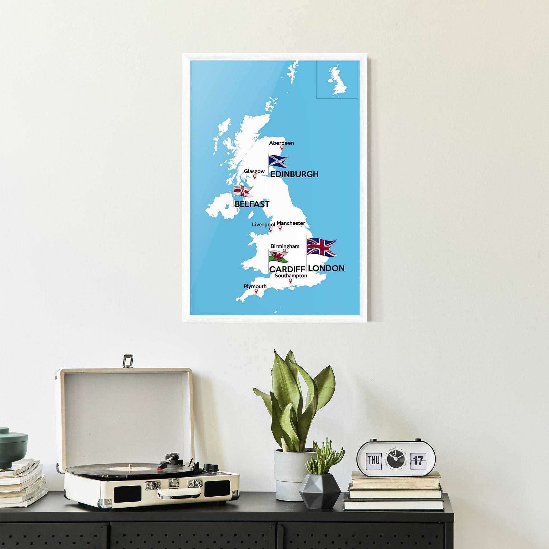 Keretezett Poszter England Map mockup 2