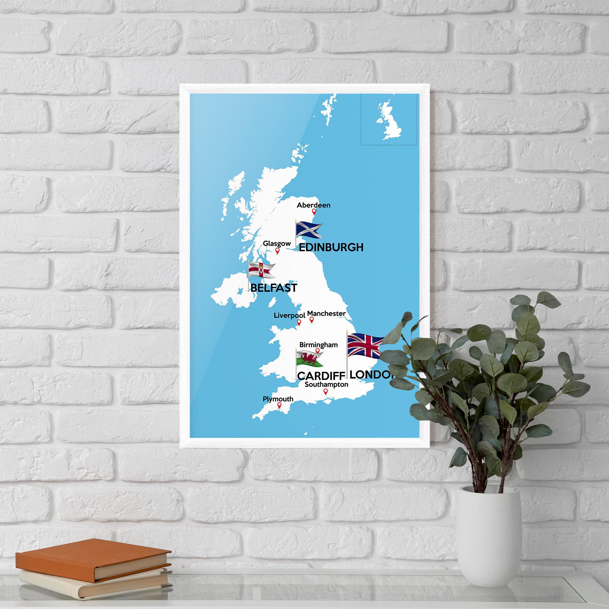 Keretezett Poszter England Map mockup 5