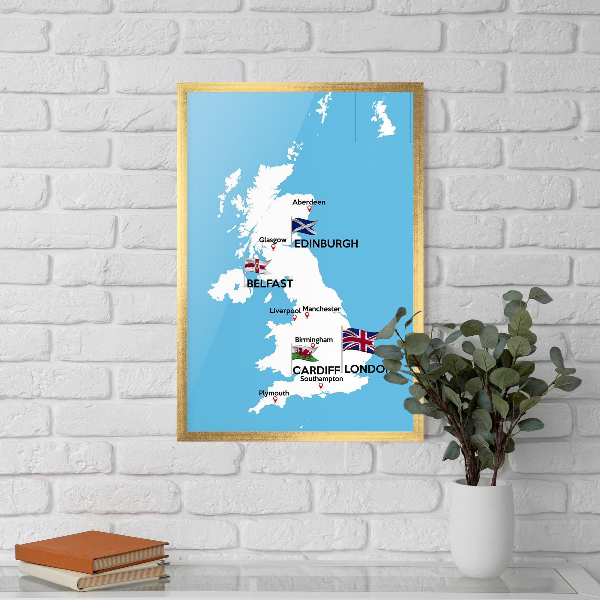 Keretezett Poszter England Map mockup 5