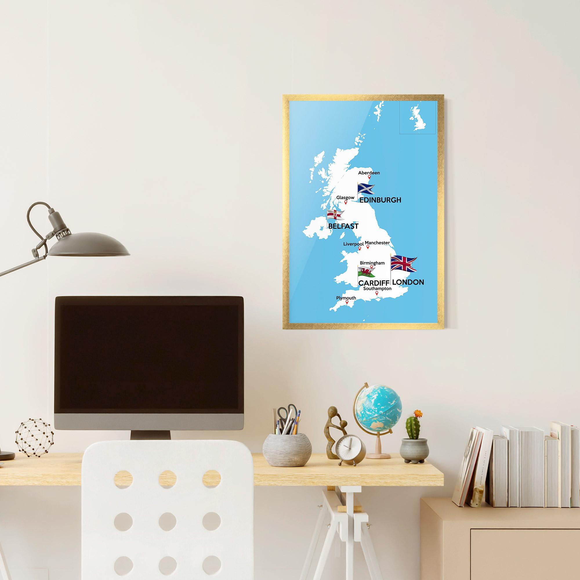 Keretezett Poszter England Map mockup 6