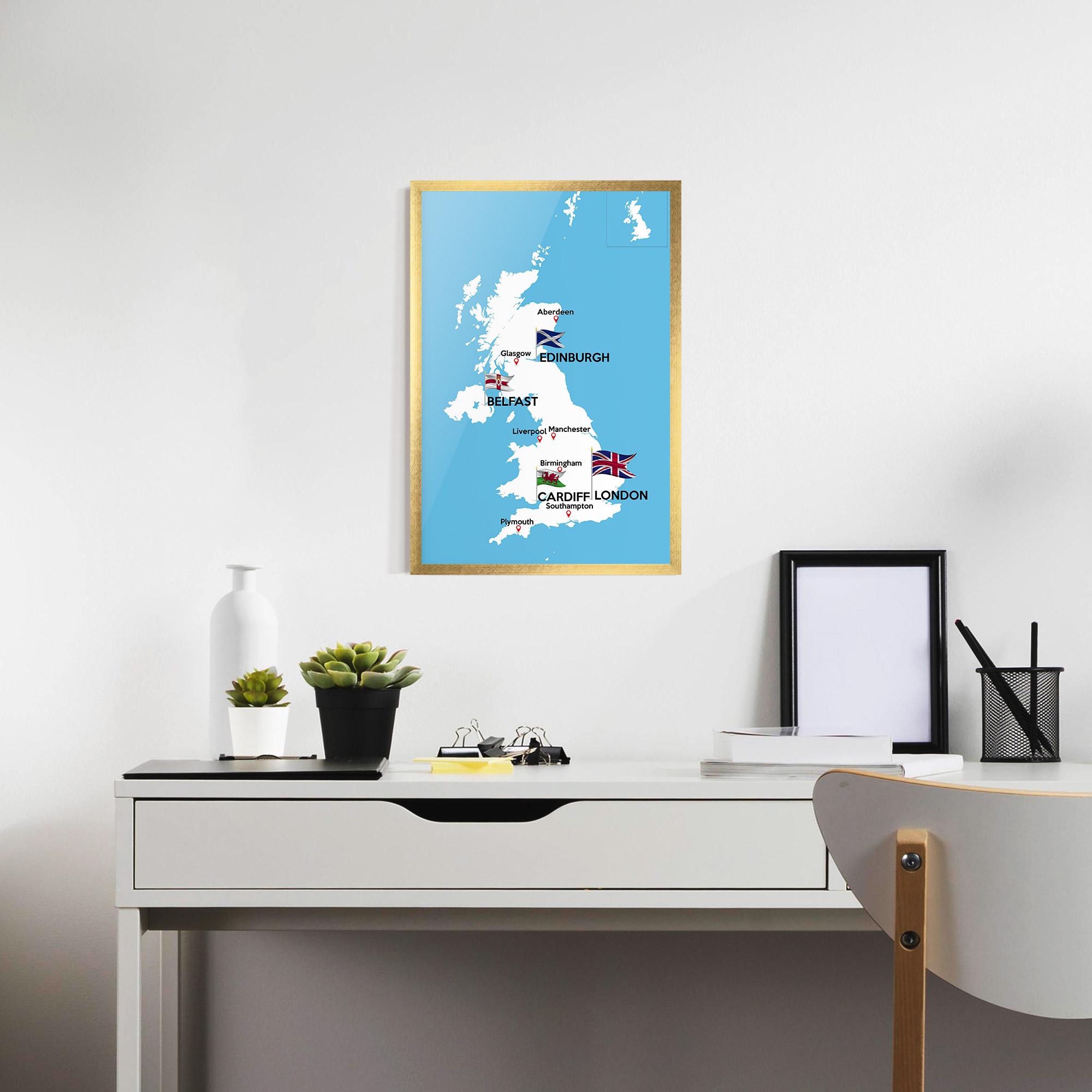 Keretezett Poszter England Map mockup 7