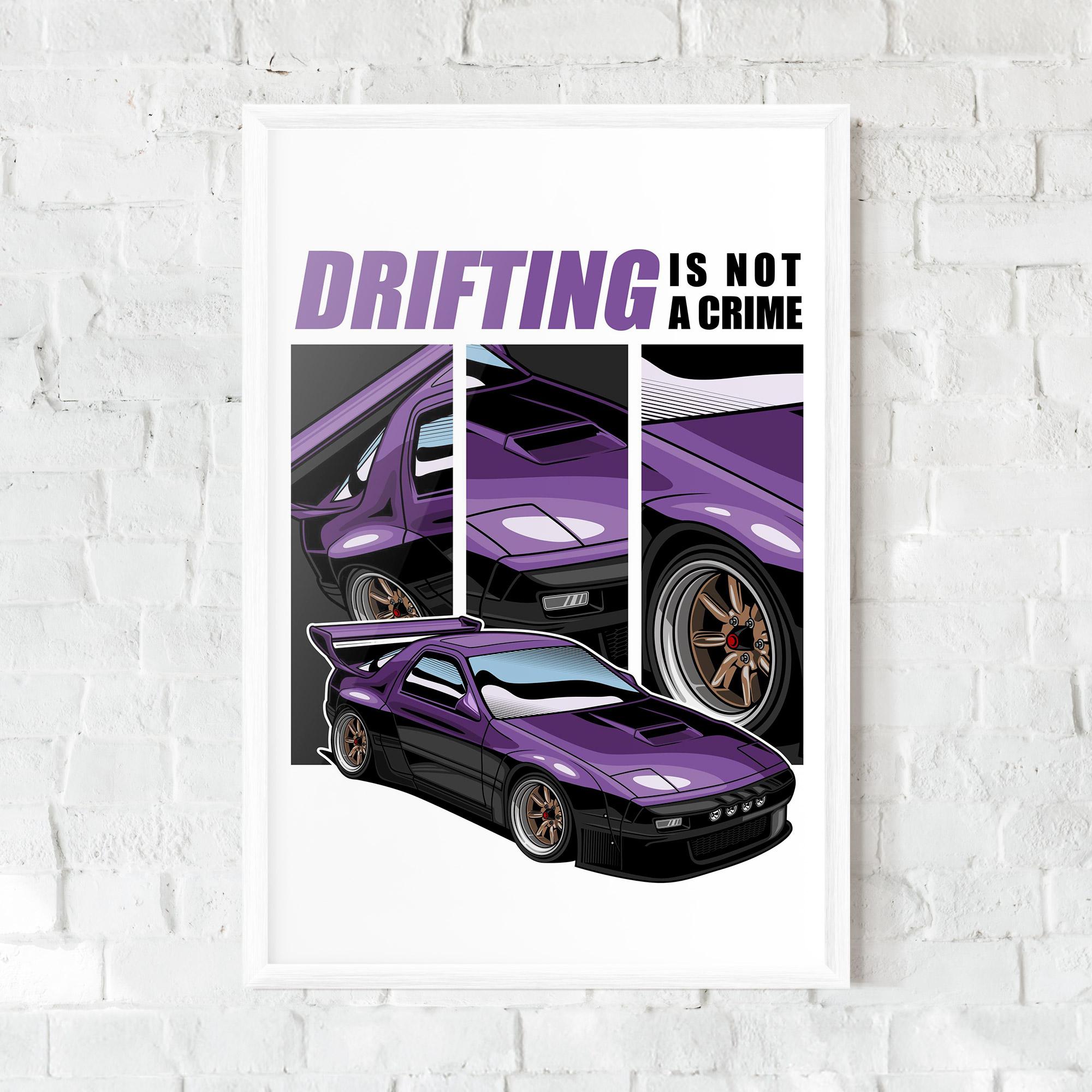 Keretezett Poszter Drift Purple Car mockup 0