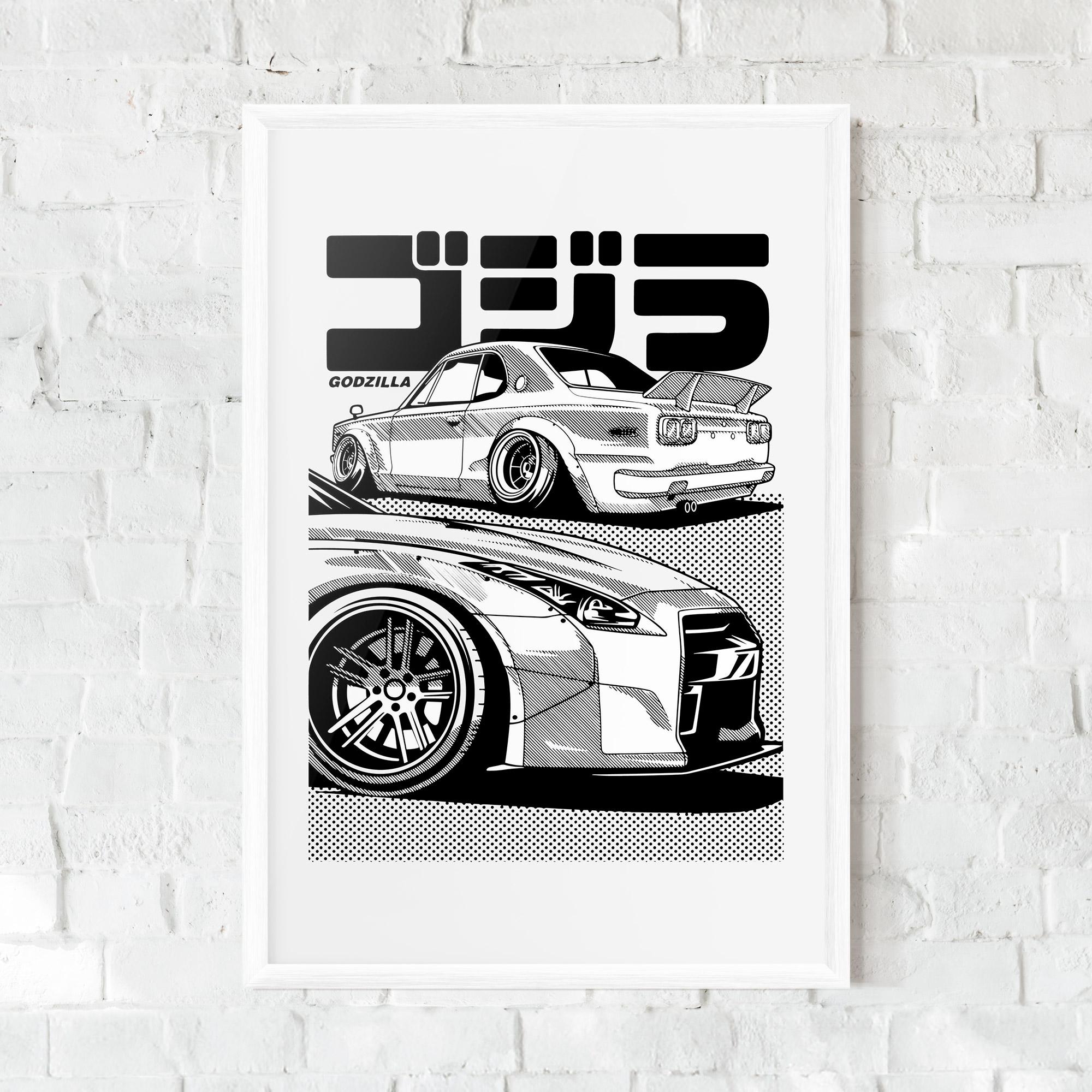 Keretezett Poszter Japanese Car mockup 0