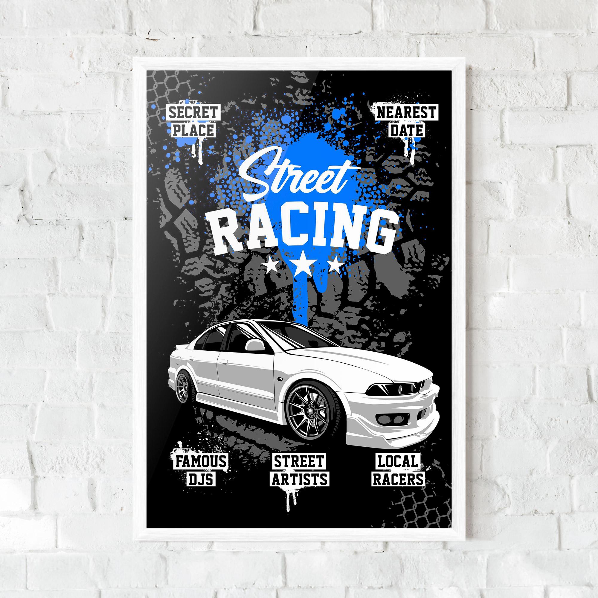 Keretezett Poszter Street Racing Art mockup 0