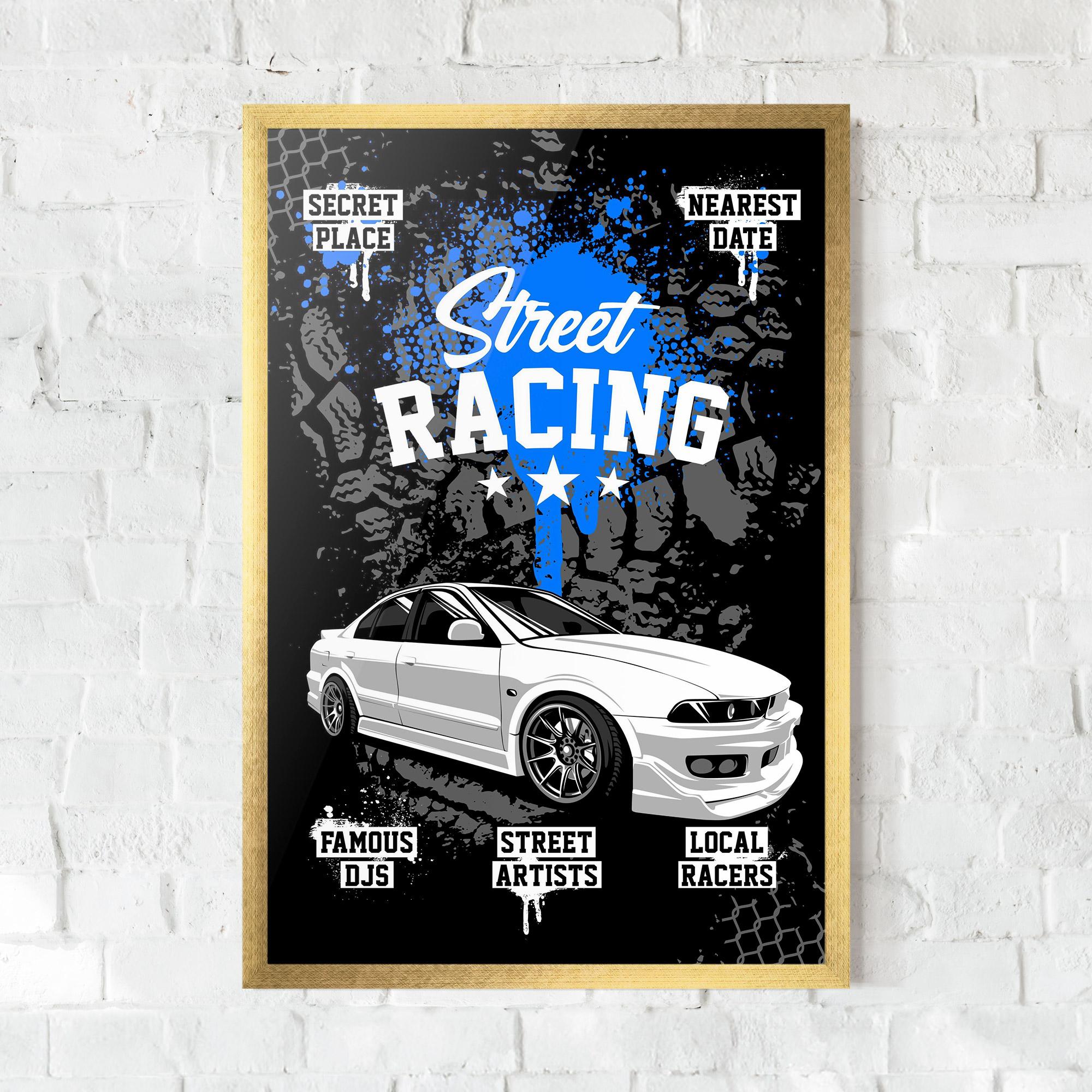 Keretezett Poszter Street Racing Art mockup 0