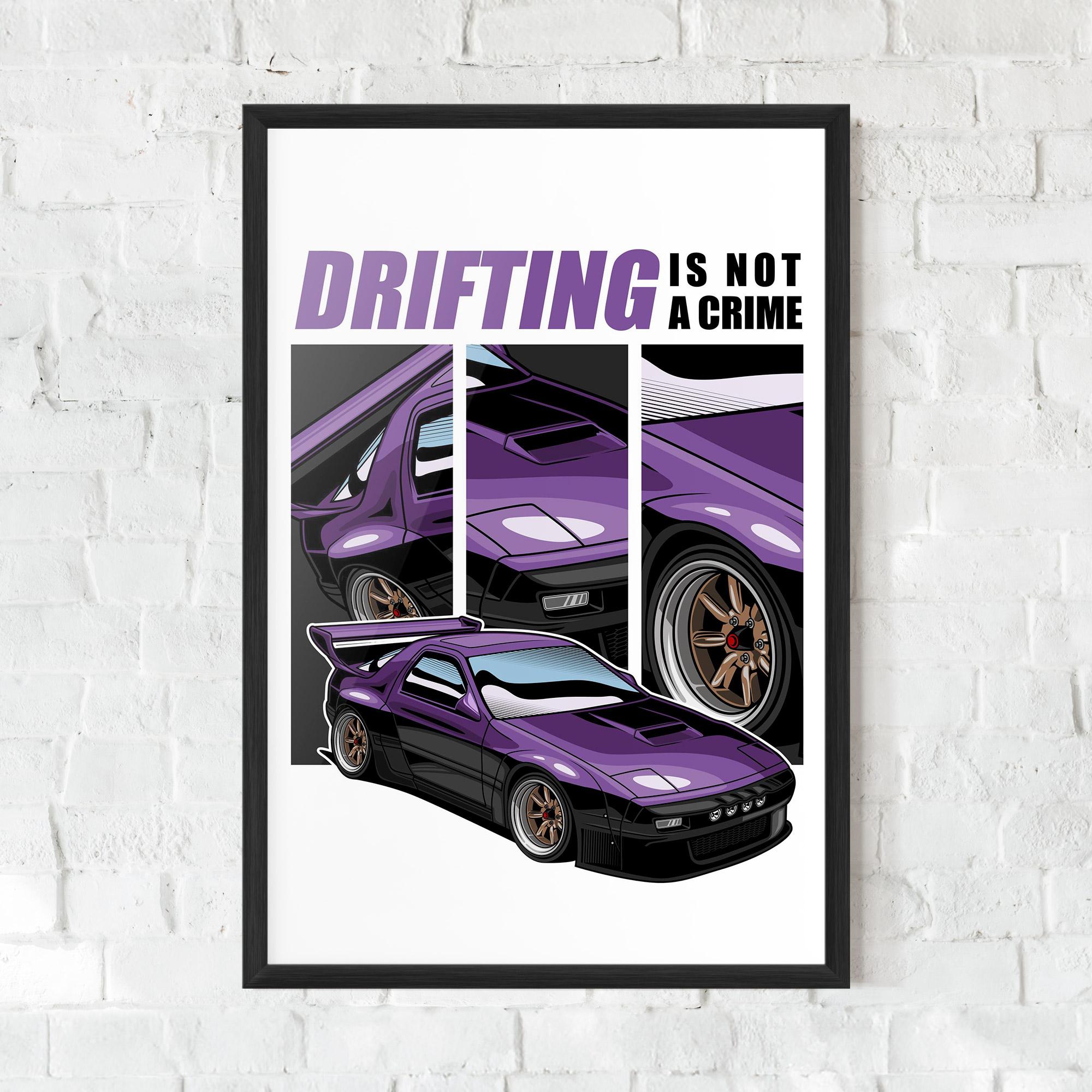 Keretezett Poszter Drift Purple Car mockup 0
