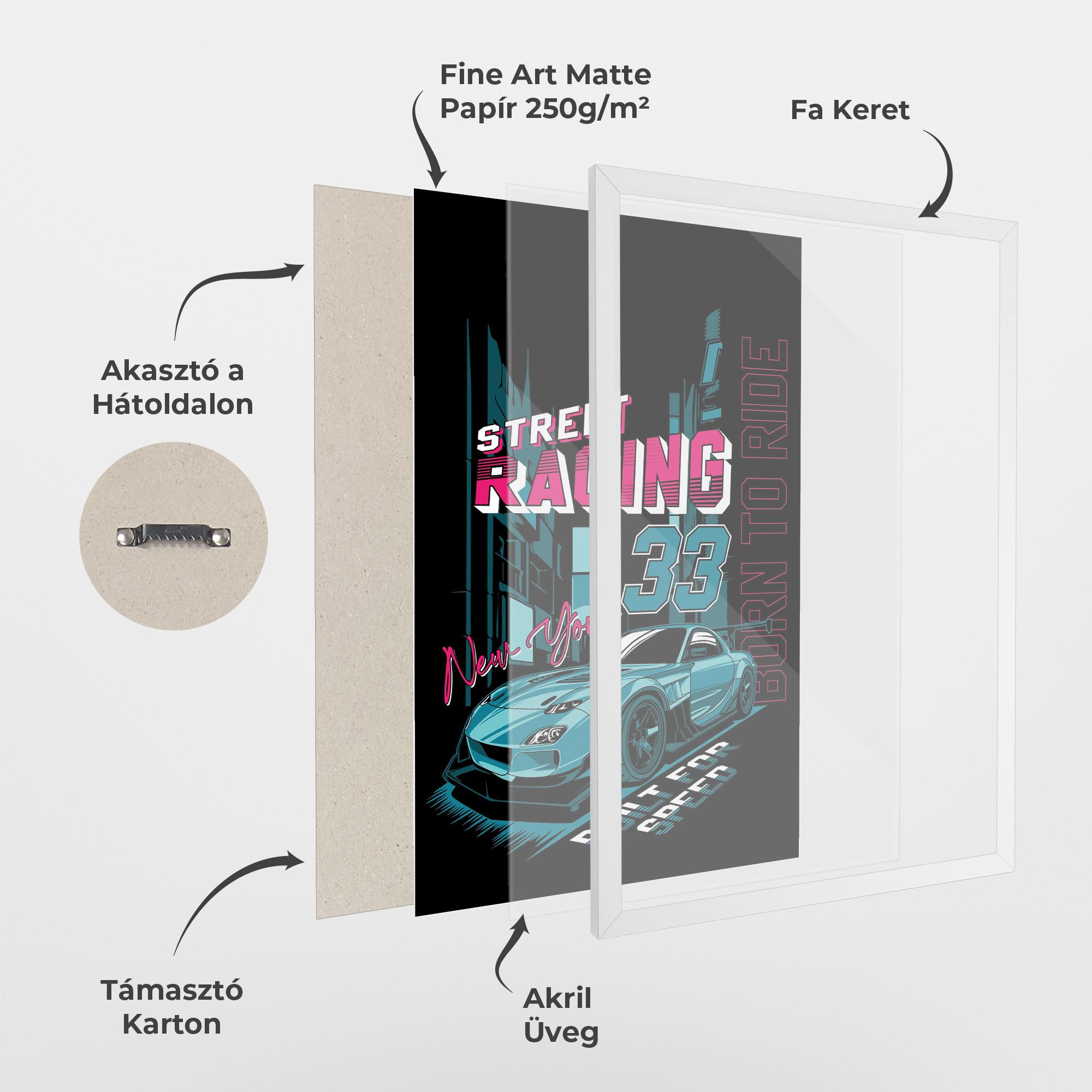 Keretezett Poszter Blue Born To Ride mockup 1